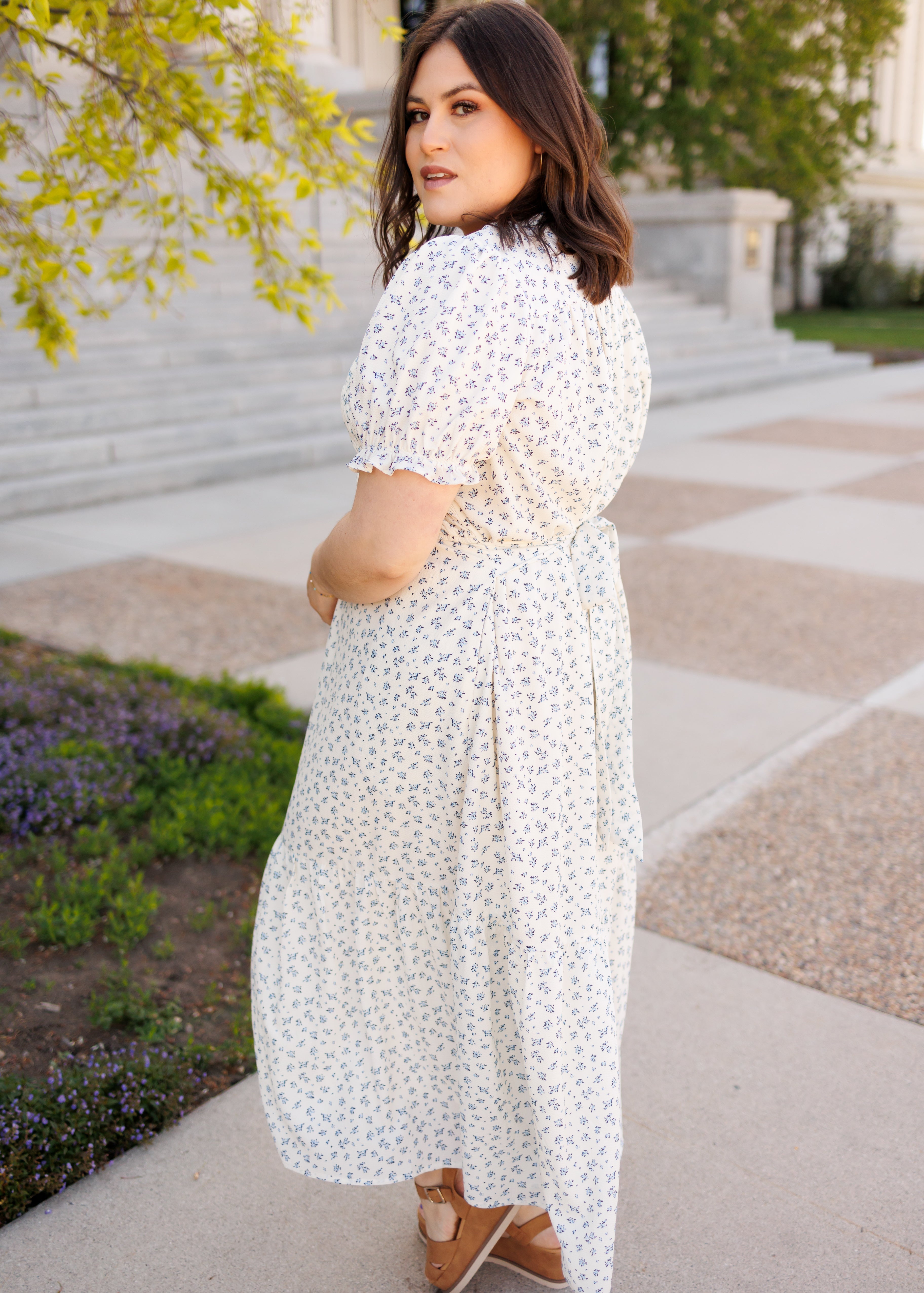 Layla Blue Floral Smocked Dress