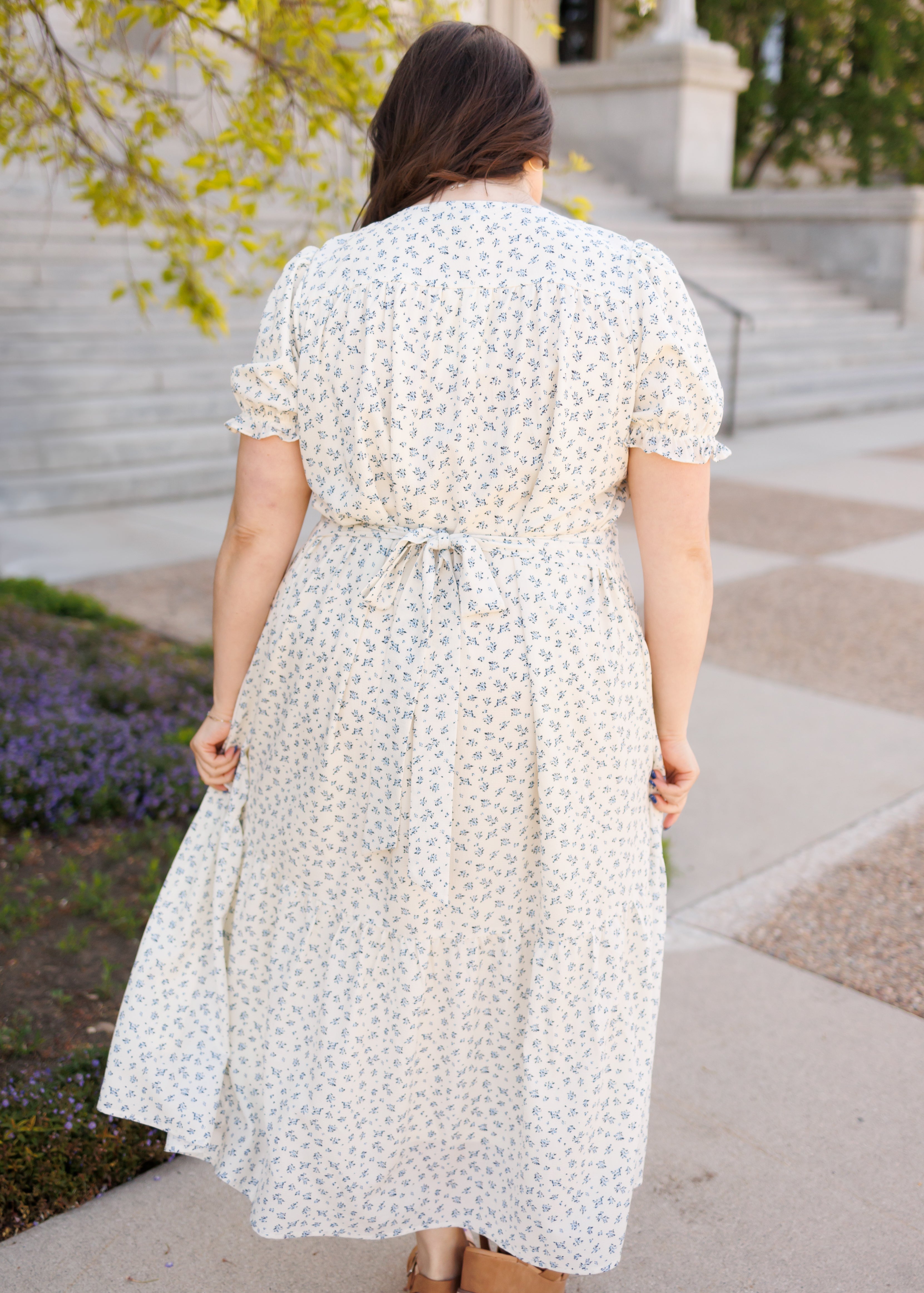 Layla Blue Floral Smocked Dress