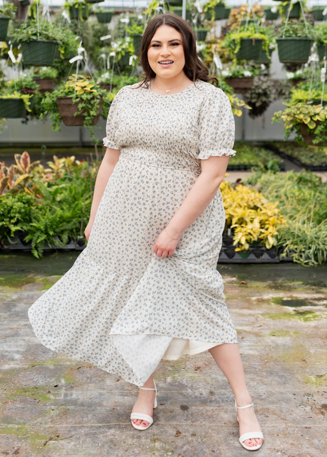 Layla Blue Floral Smocked Dress