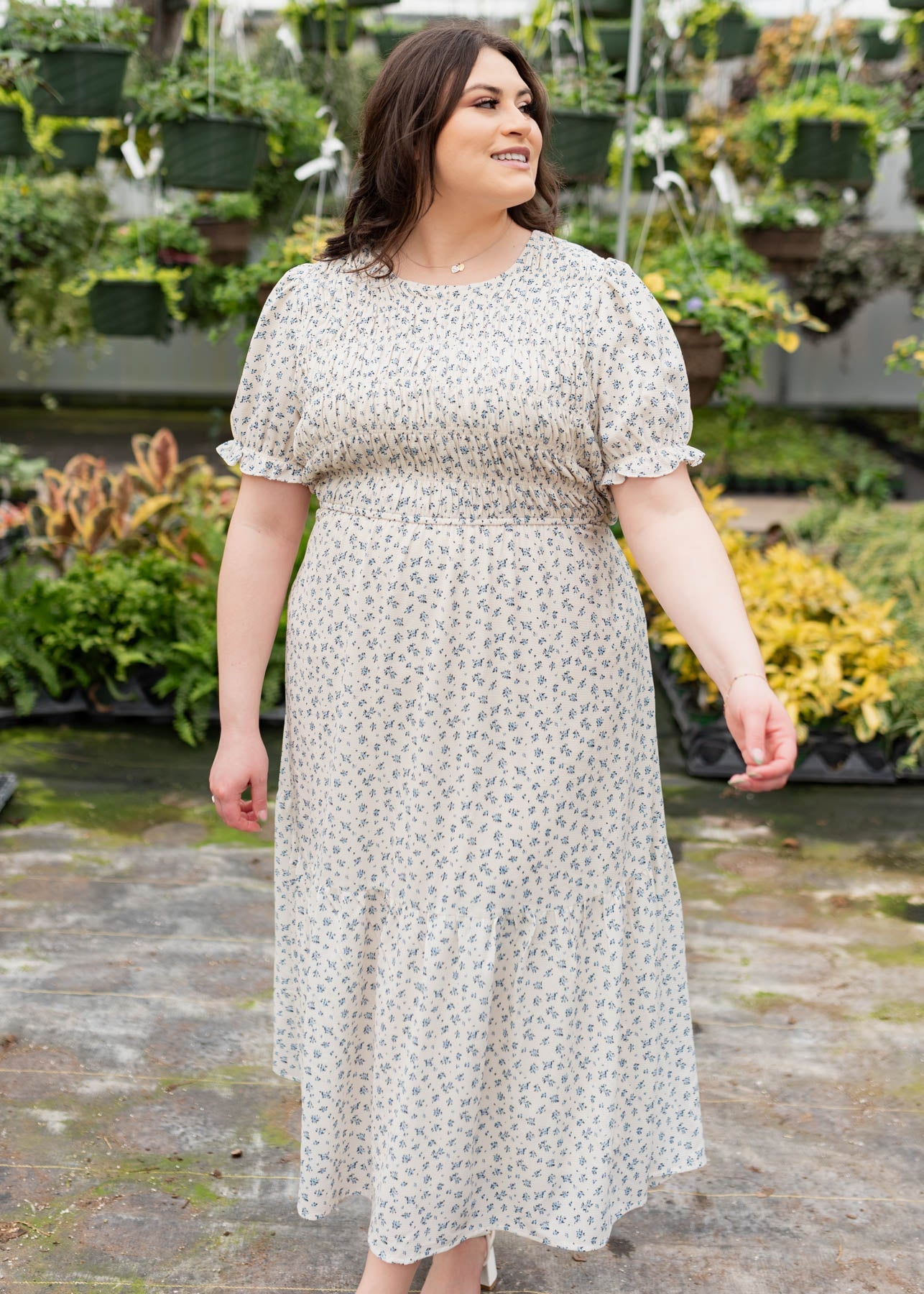 Layla Blue Floral Smocked Dress