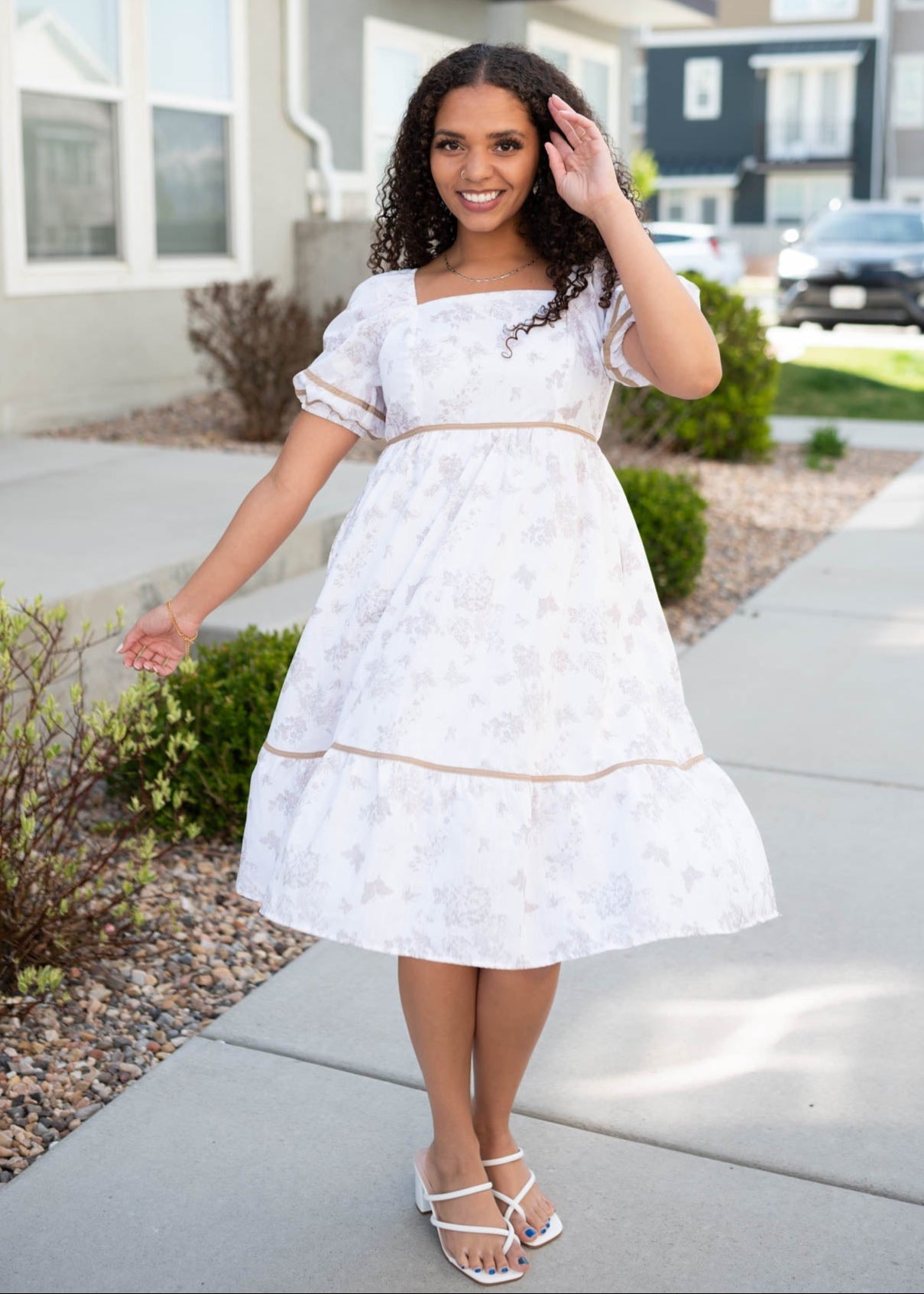 Layla Natural Floral Dress