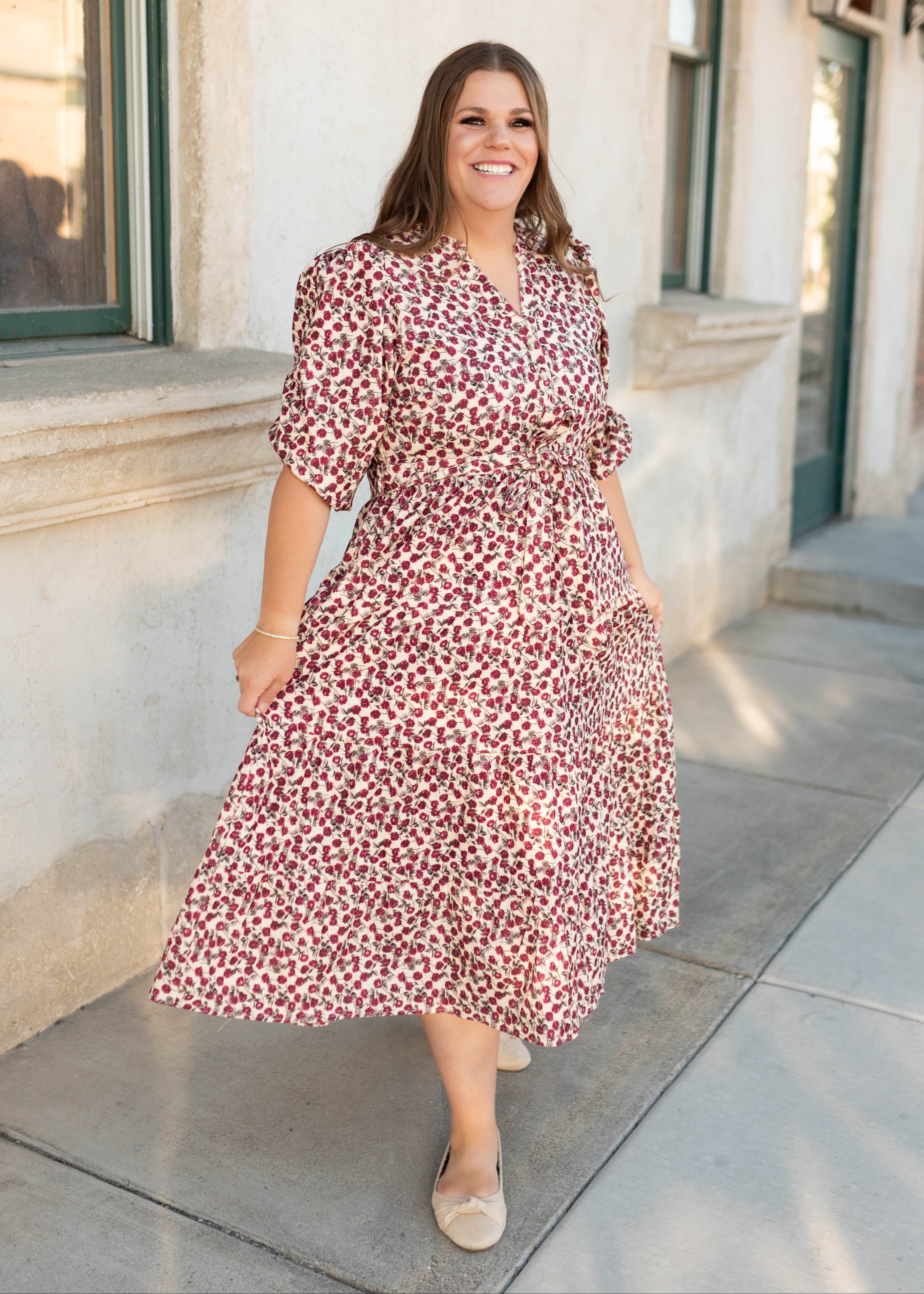 LeAnn Burgundy Floral Dress