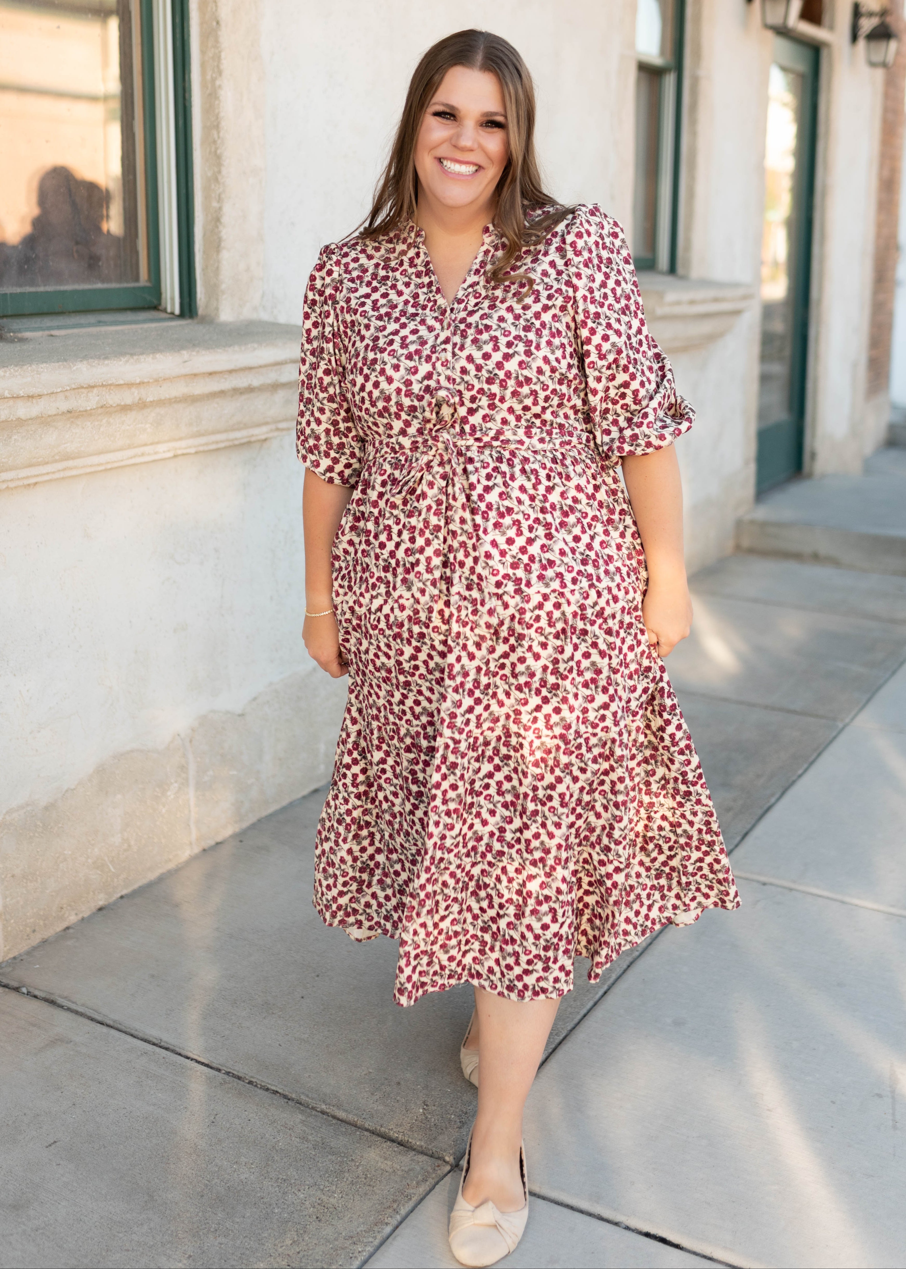 LeAnn Burgundy Floral Dress