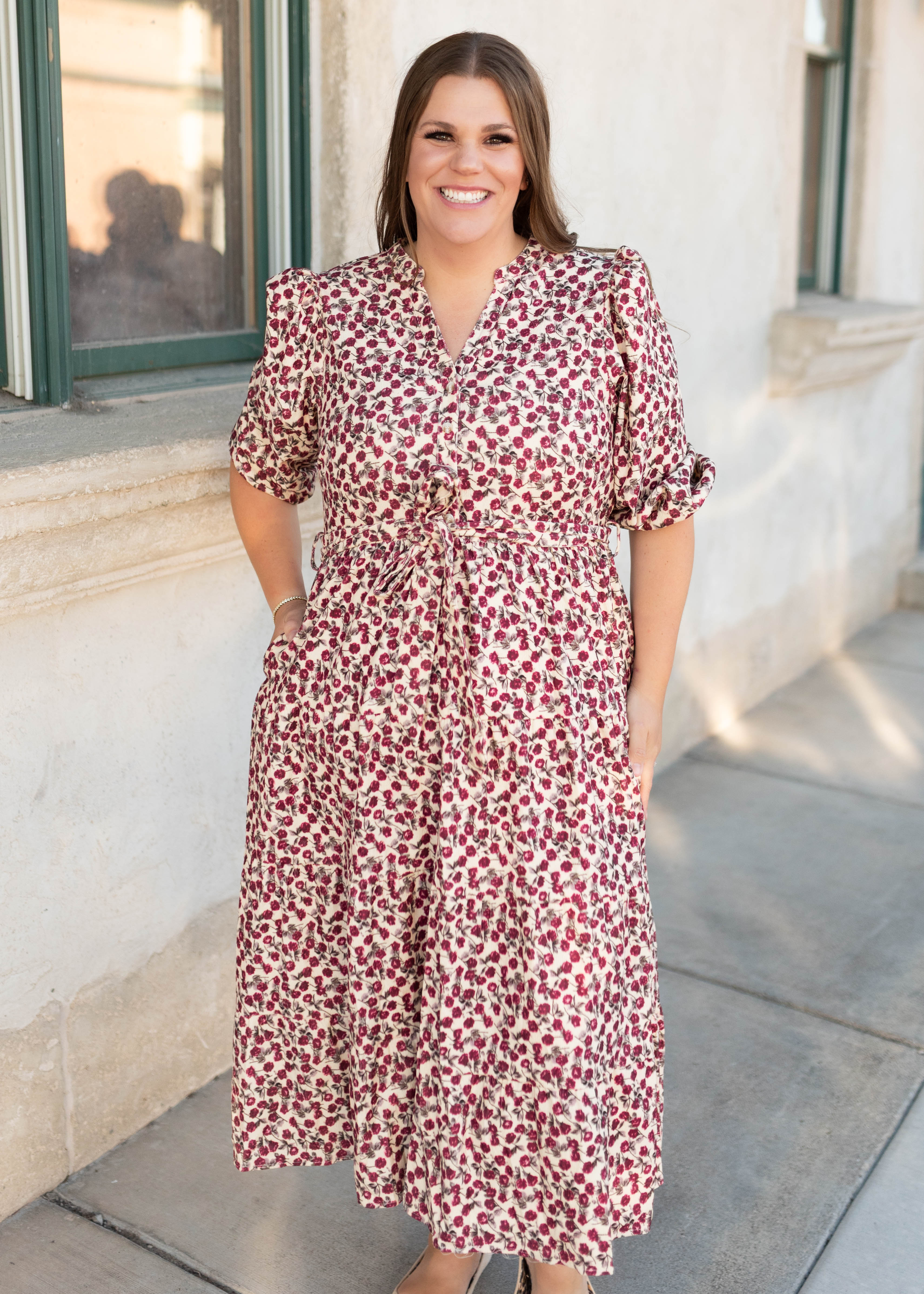 LeAnn Burgundy Floral Dress