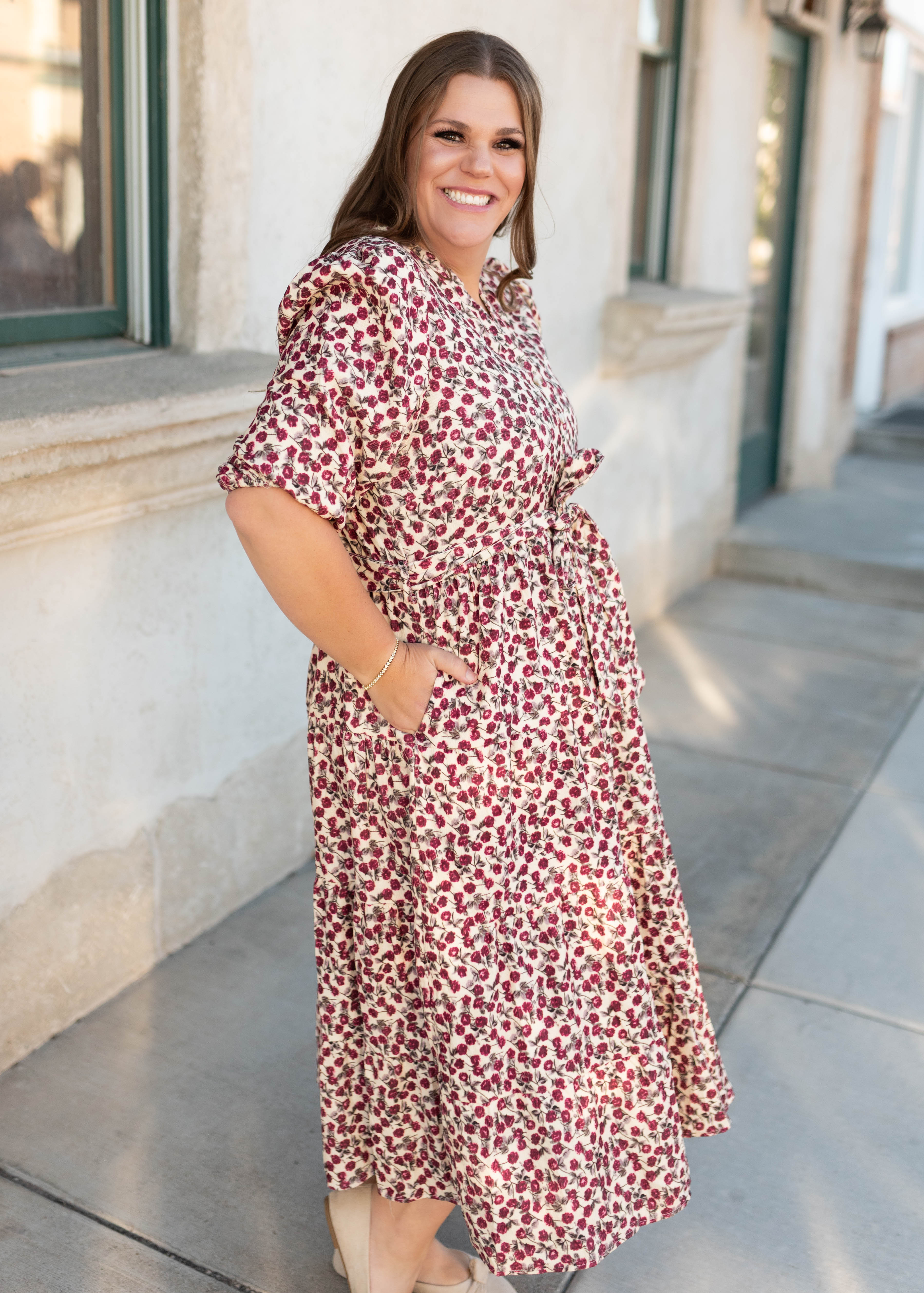 LeAnn Burgundy Floral Dress