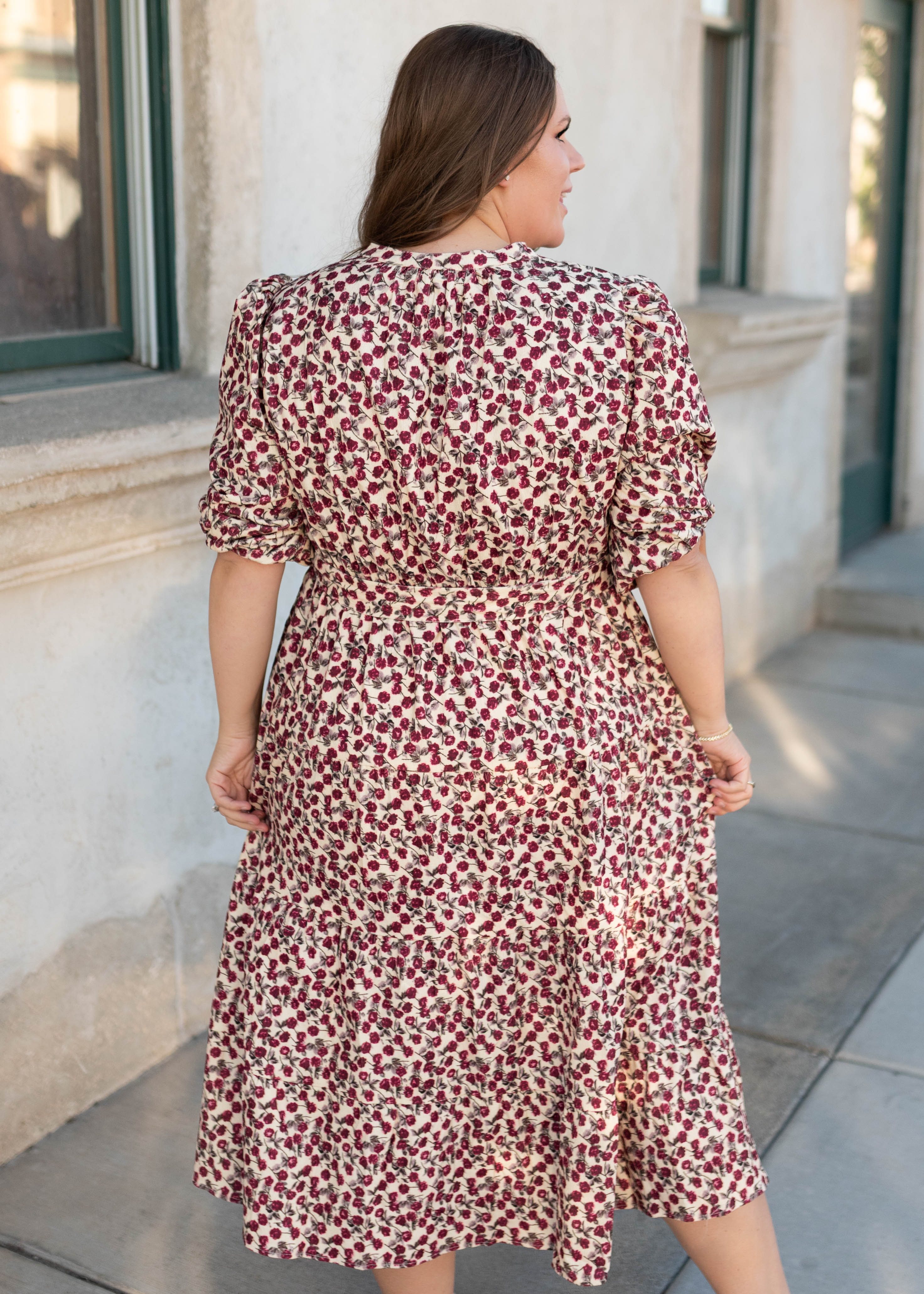 LeAnn Burgundy Floral Dress