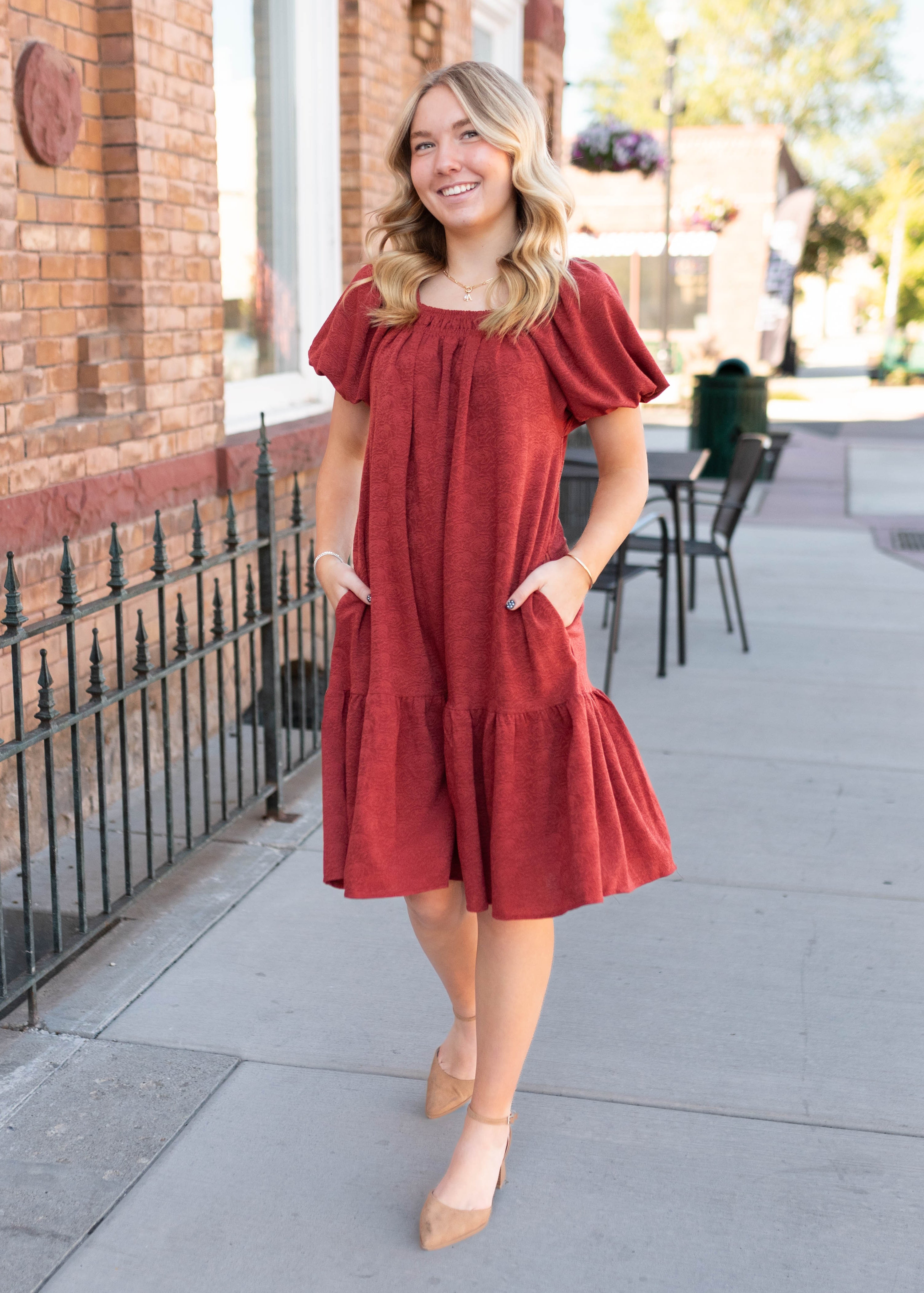 Leyla Rust Floral Dress