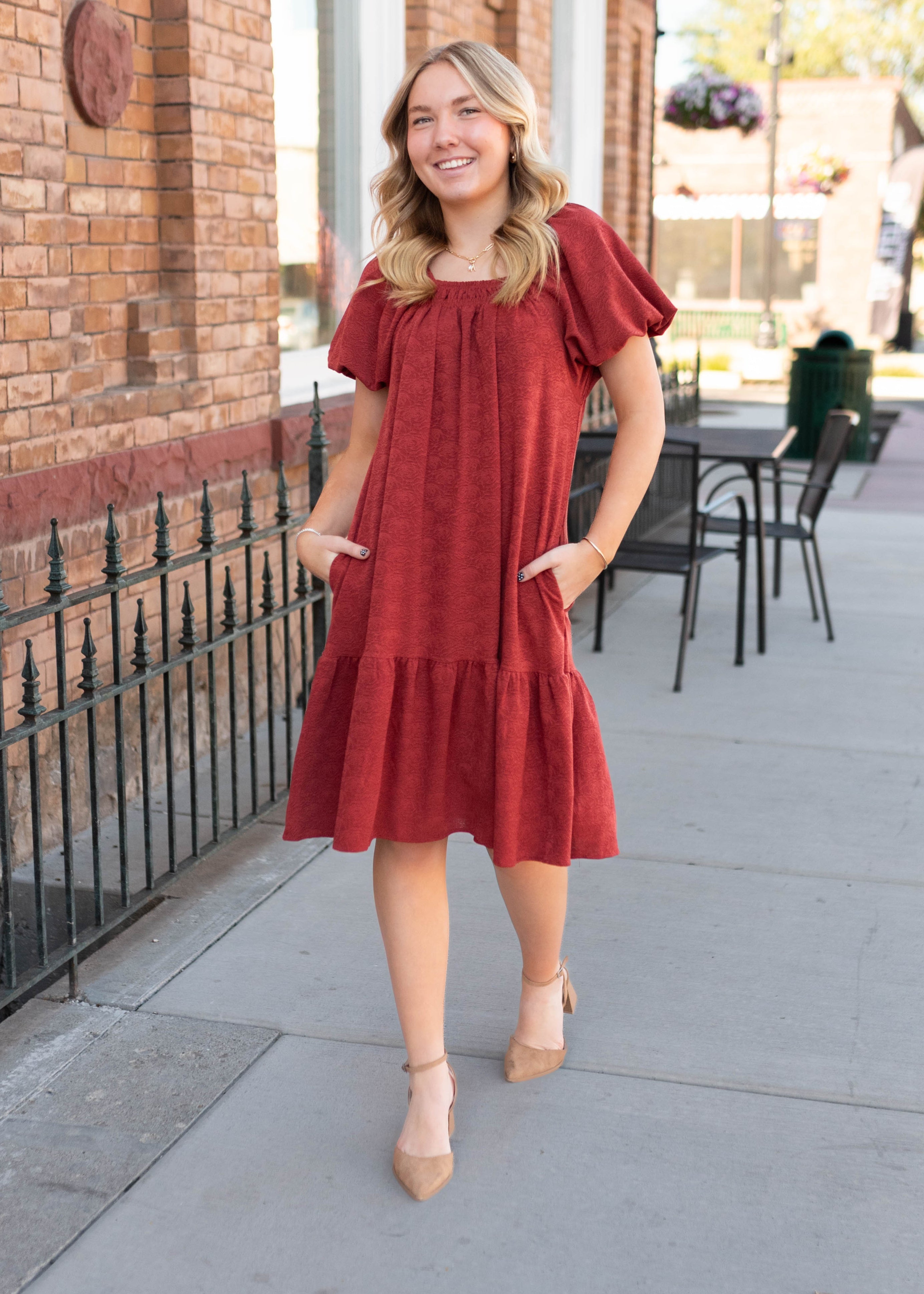 Leyla Rust Floral Dress