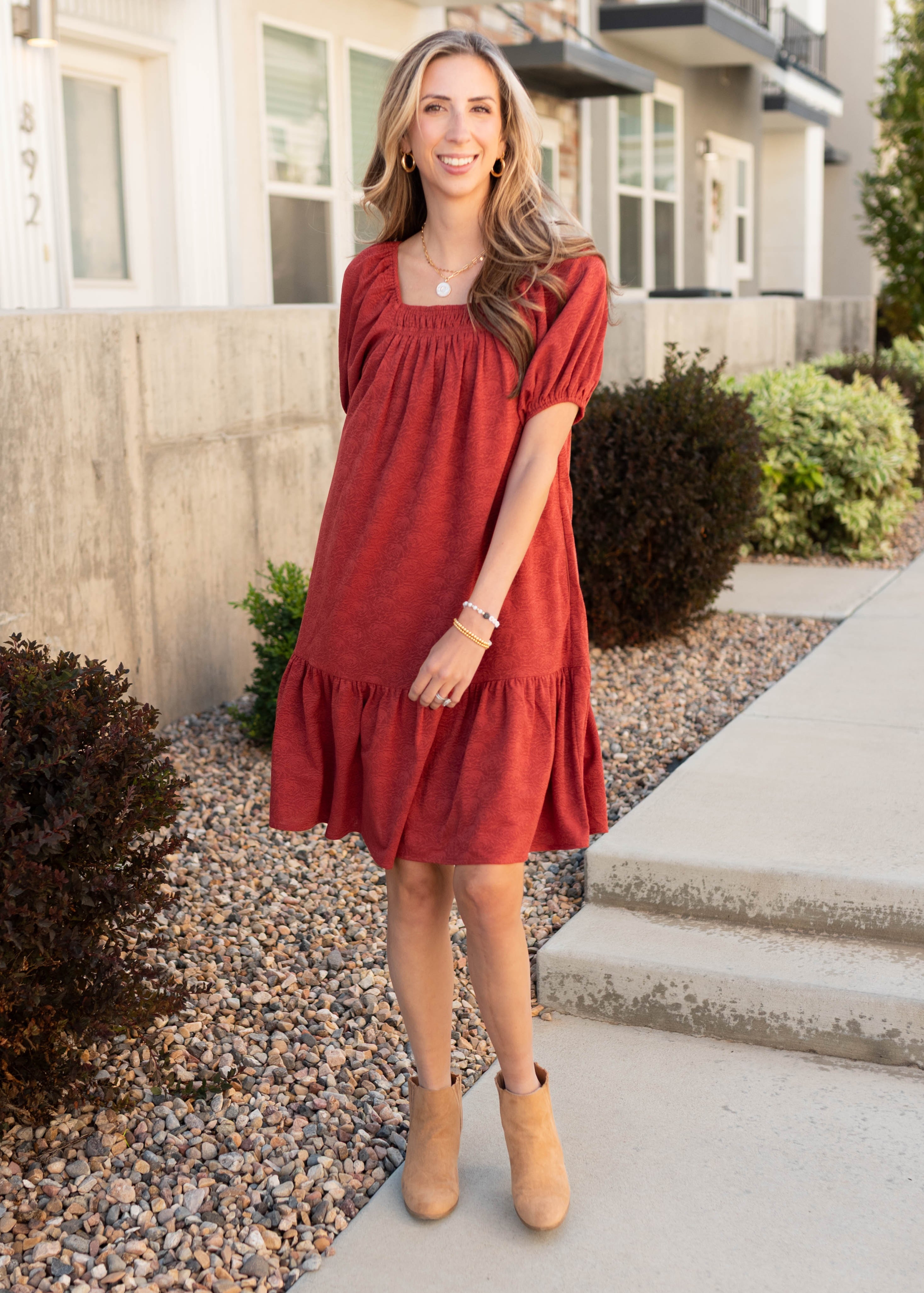 Leyla Rust Floral Dress