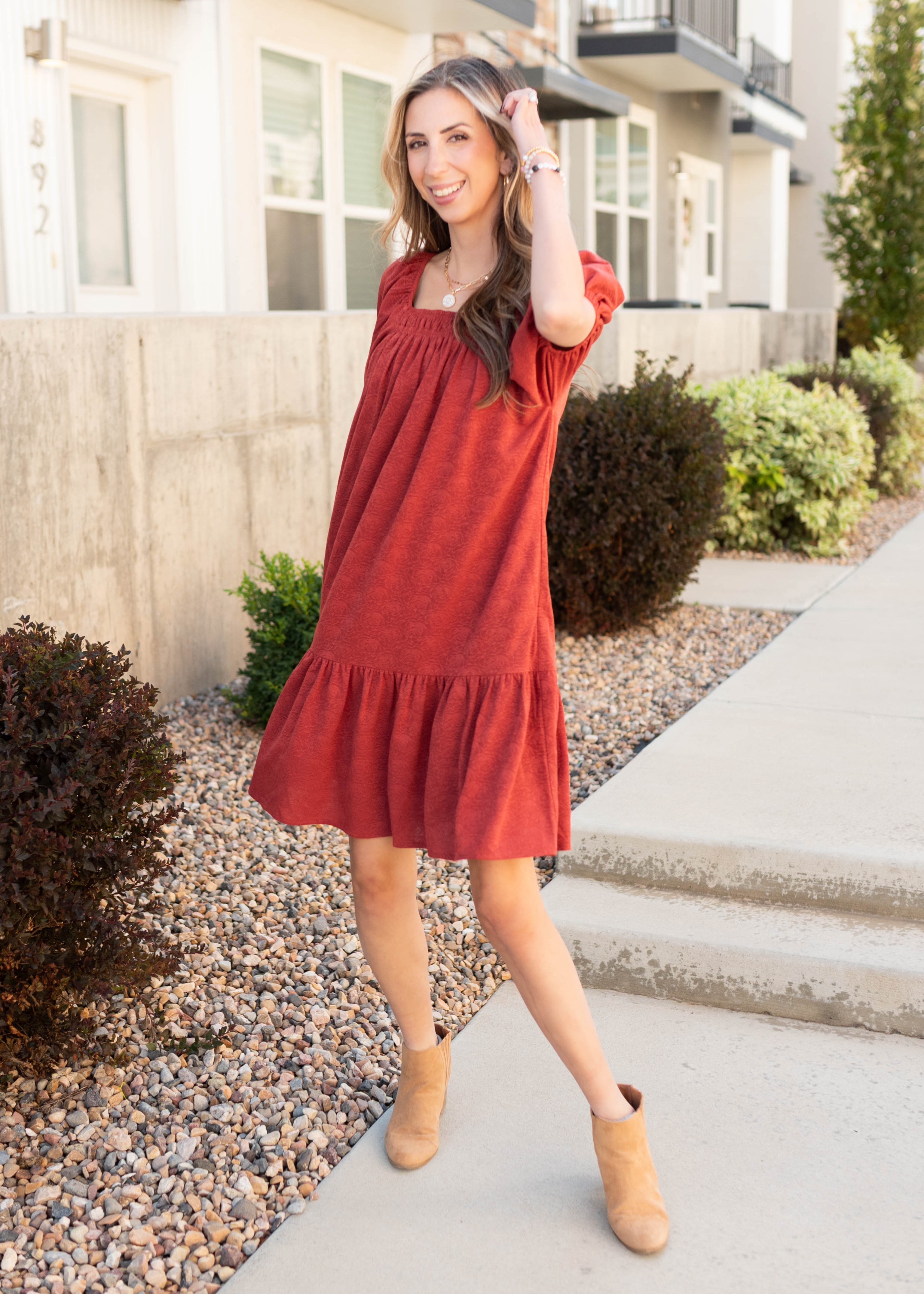 Leyla Rust Floral Dress