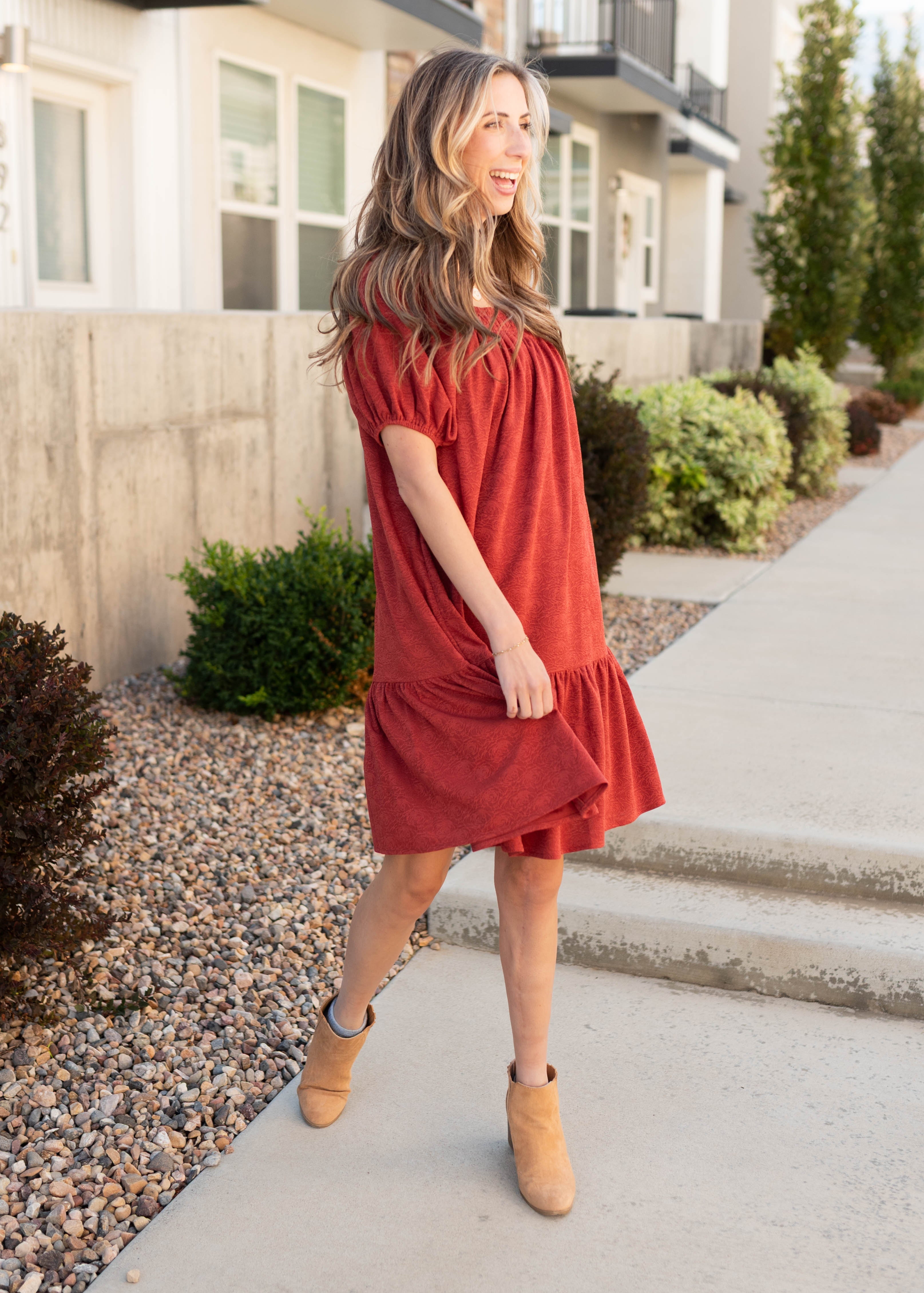 Leyla Rust Floral Dress