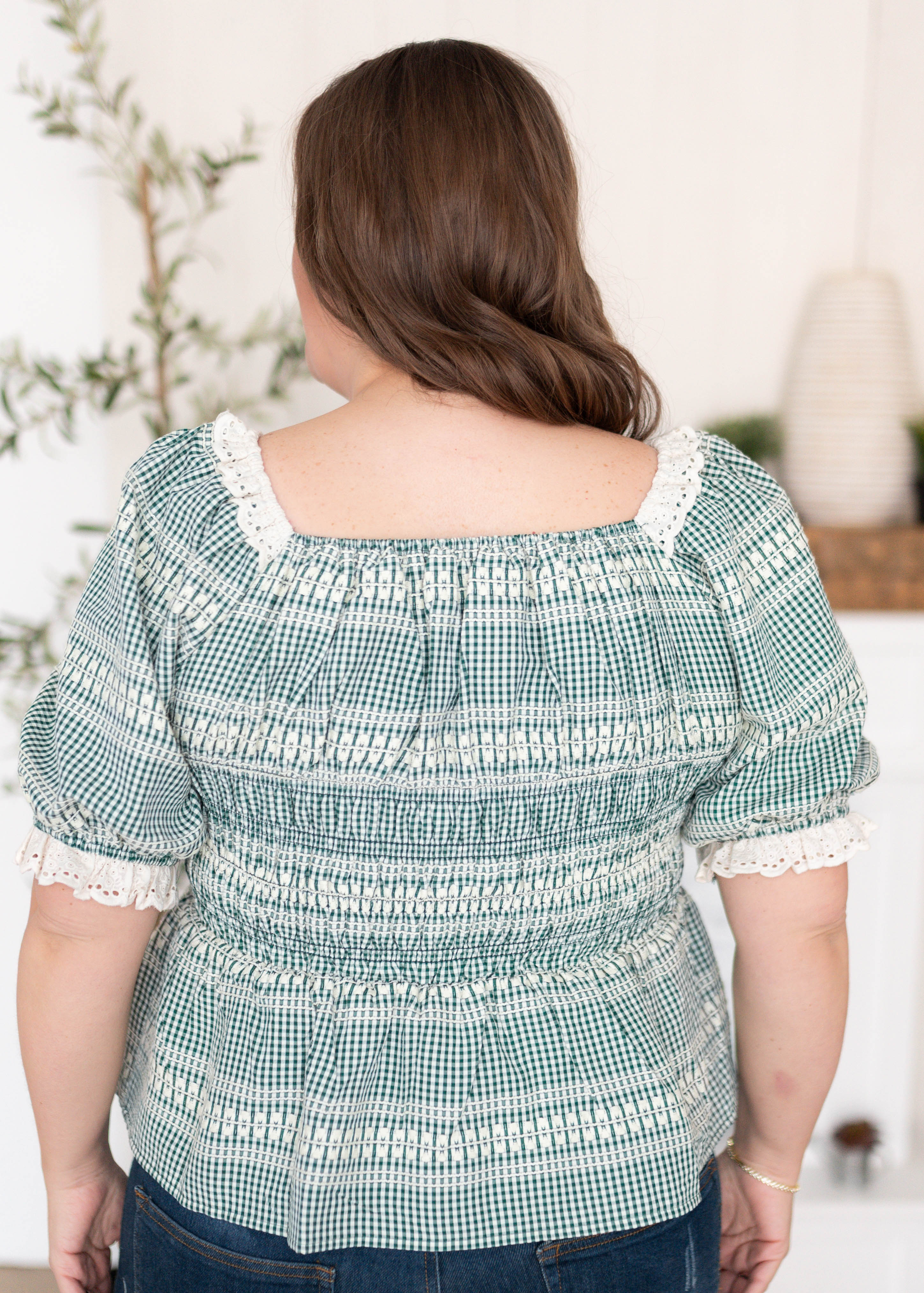 Liliana Green Plaid Top