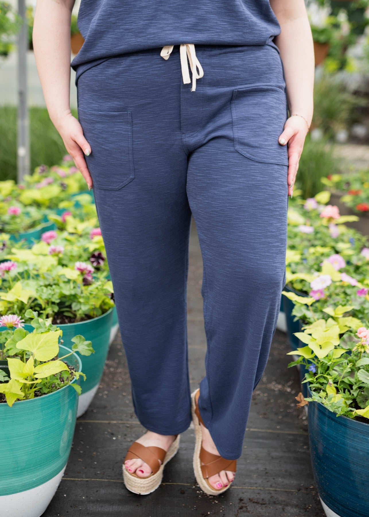 Lillian Navy Knit Pants