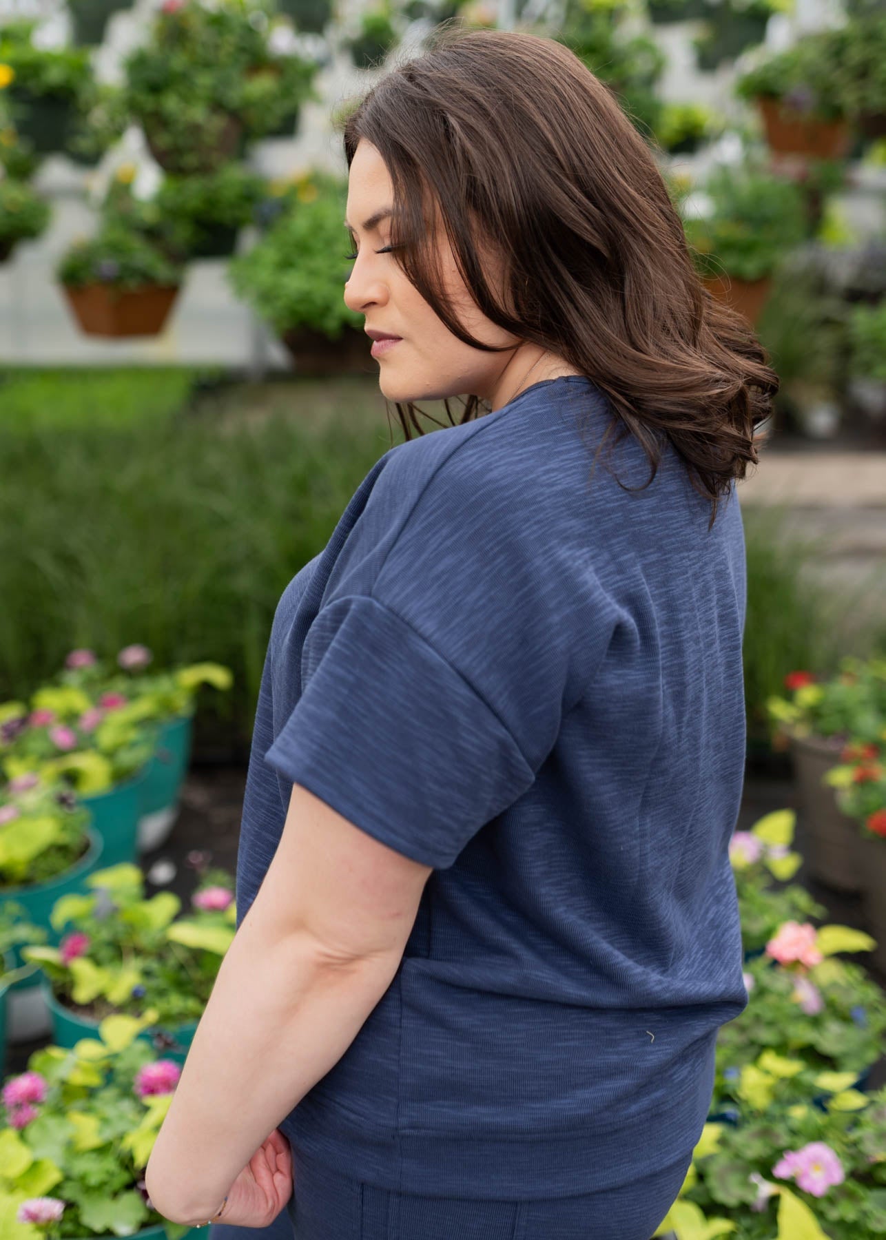 Lillian Navy Knit Top