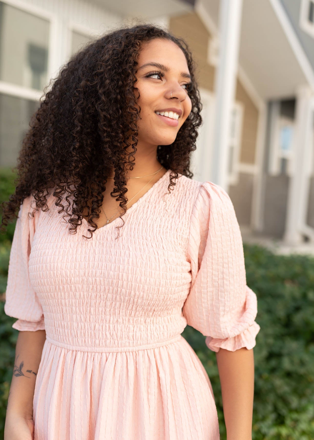 Liv Blush Smocked Dress