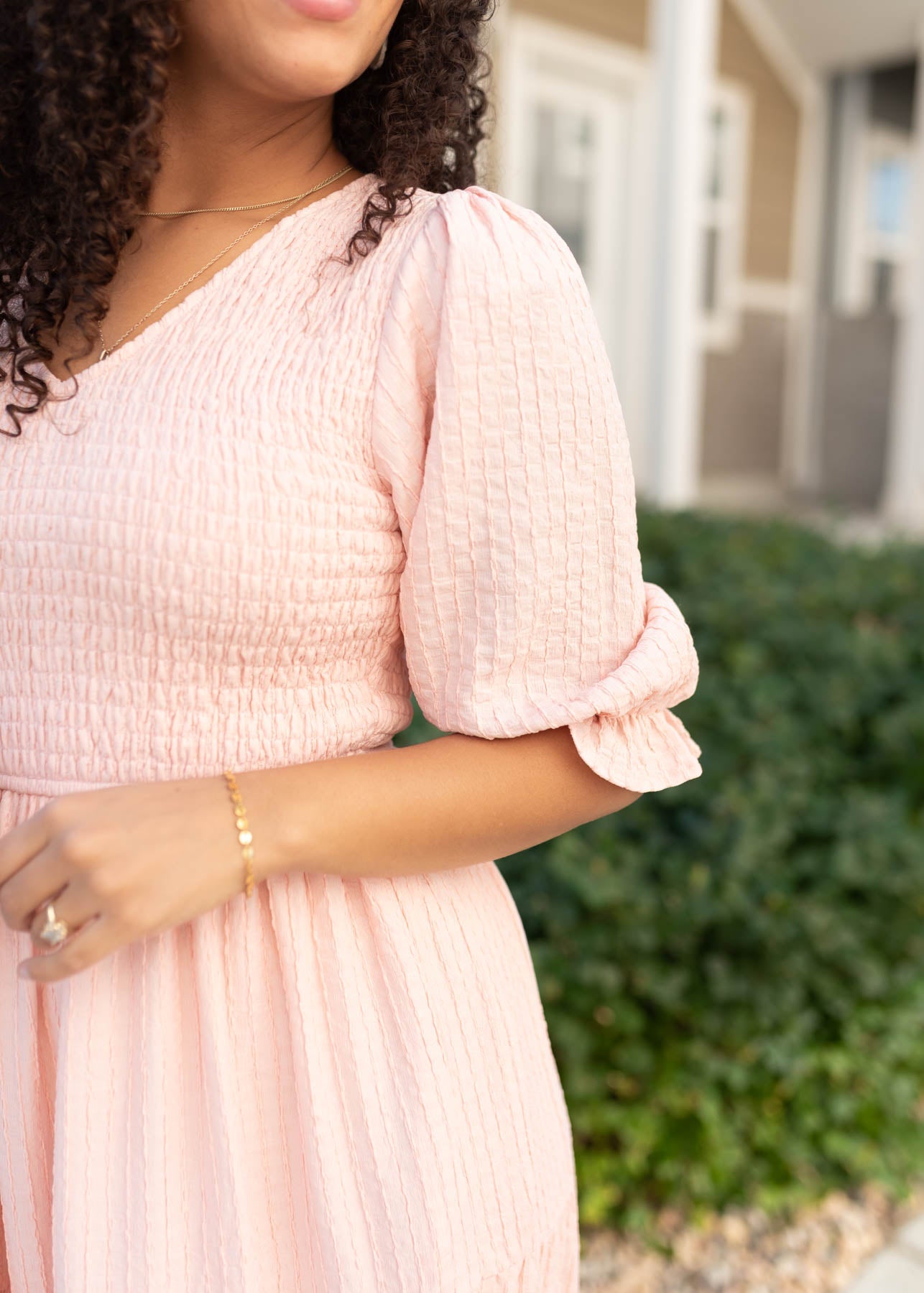 Liv Blush Smocked Dress