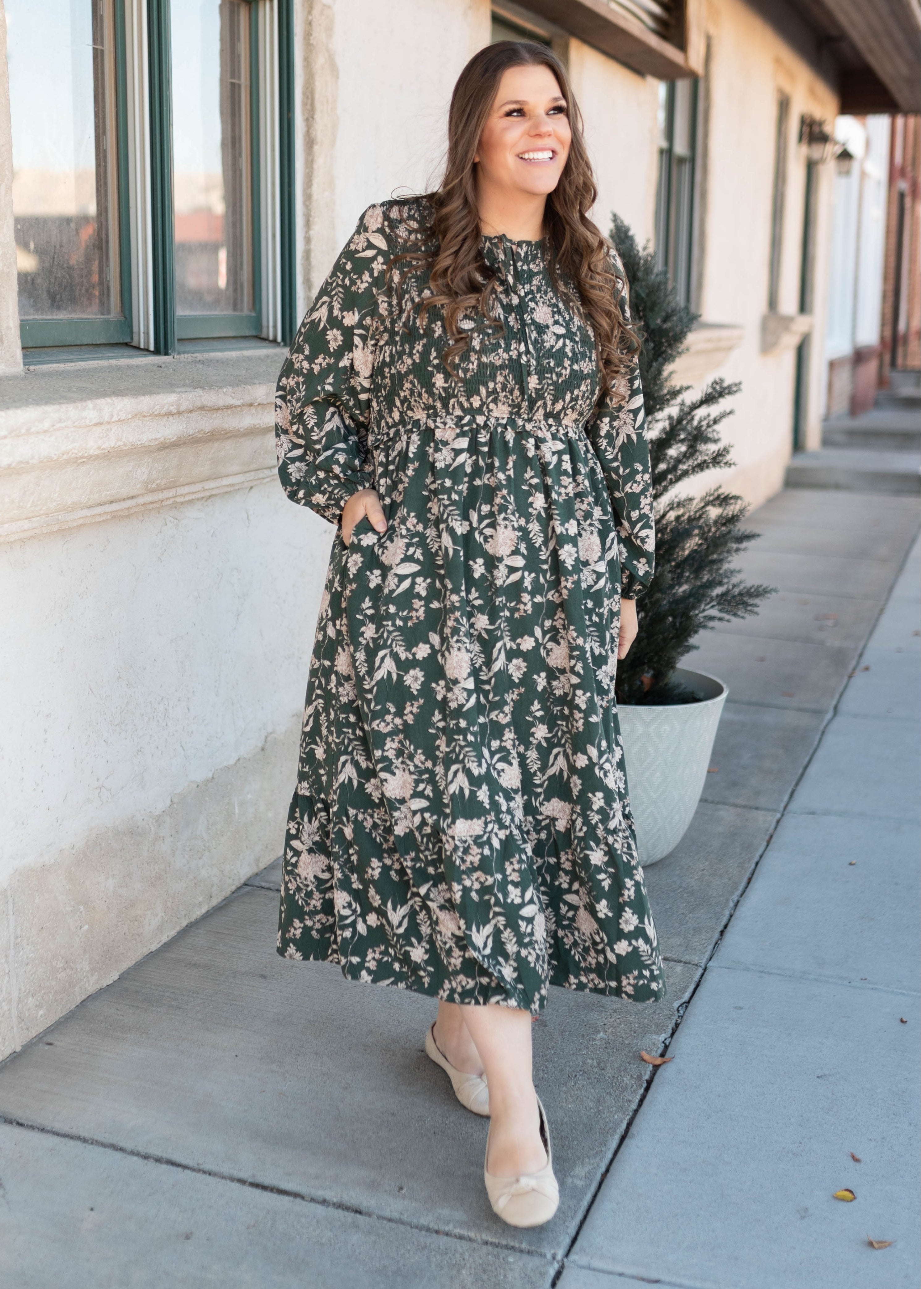 Lizabeth Green Floral Dress