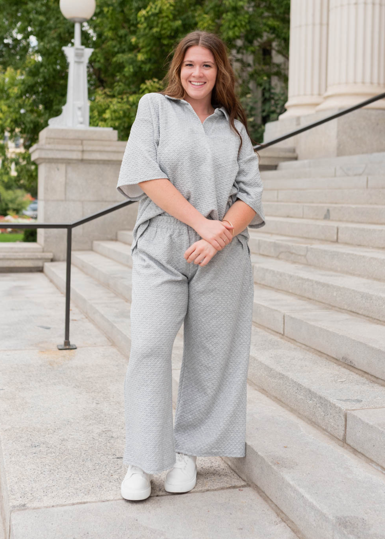 Loanna Heather Grey Knit Pants