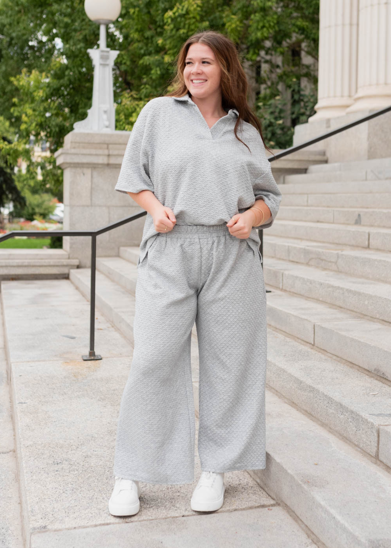 Loanna Heather Grey Knit Pants