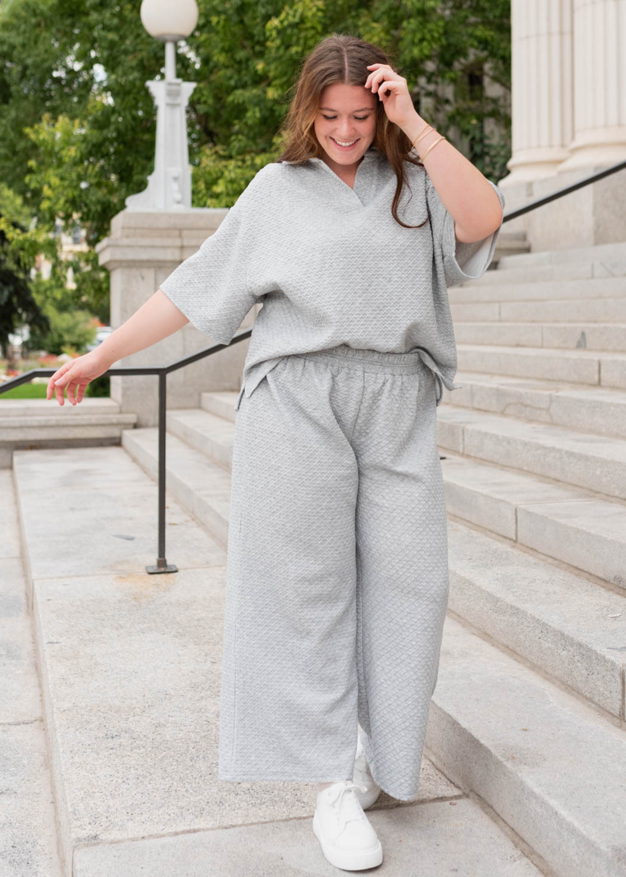 Loanna Heather Grey Knit Pants