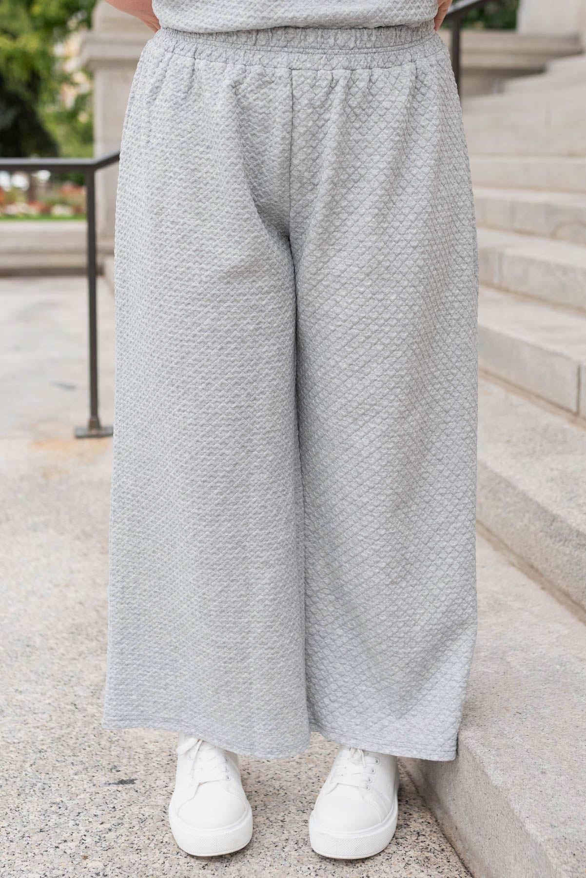 Loanna Heather Grey Knit Pants