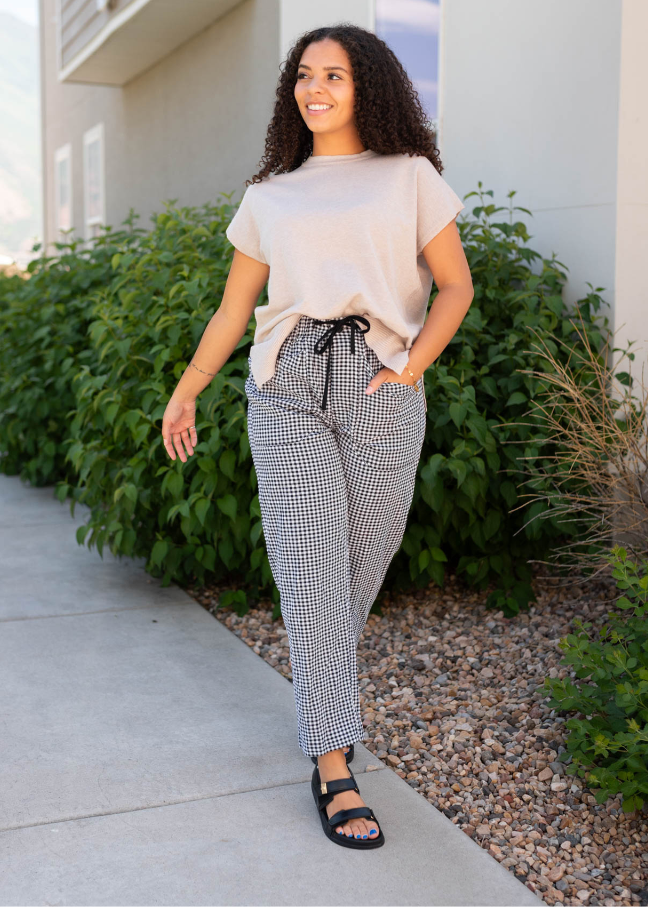 Lois Black Gingham Pants