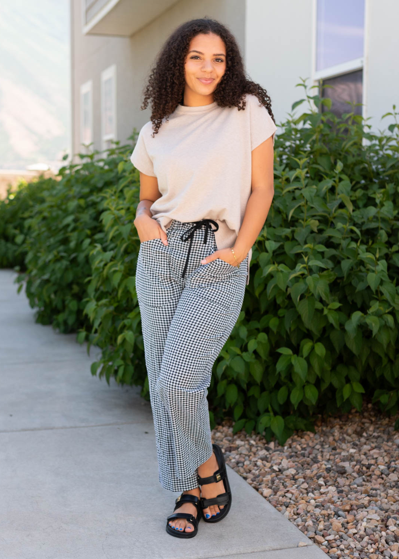 Lois Black Gingham Pants
