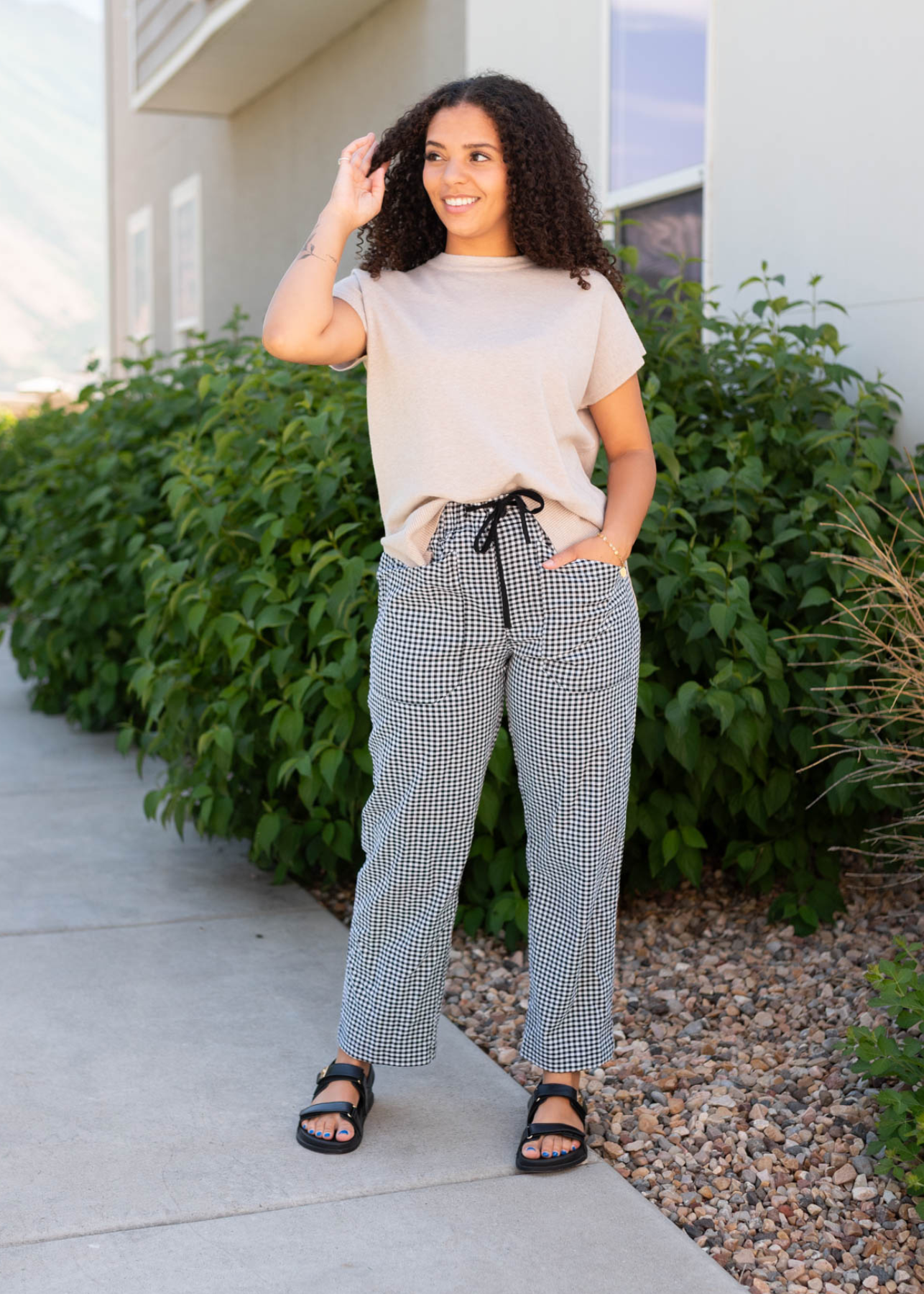 Lois Black Gingham Pants