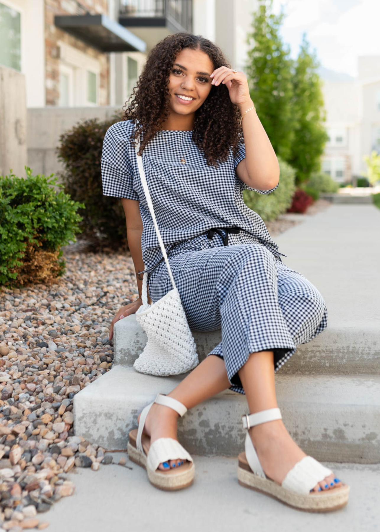 Lois Black Gingham Pants