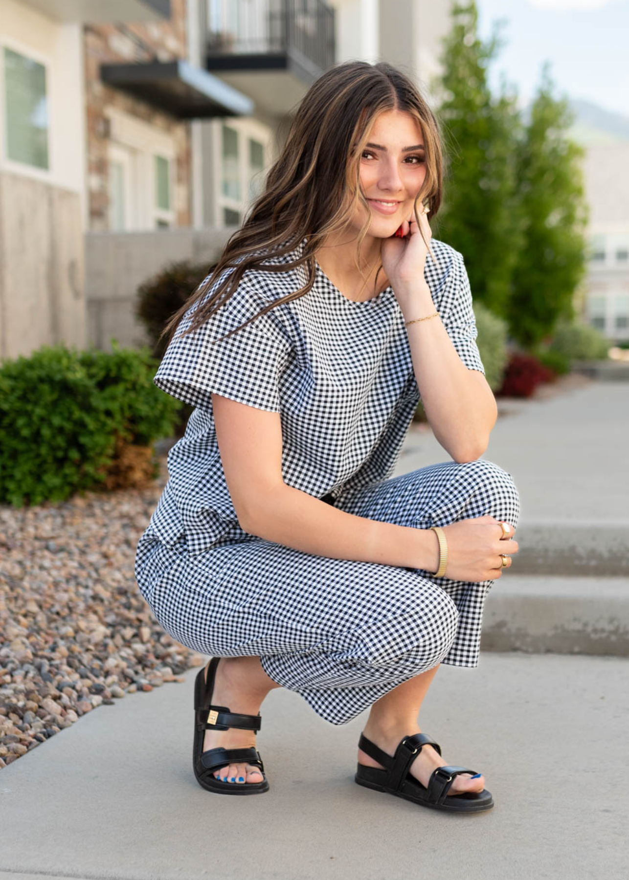 Lois Black Gingham Pants
