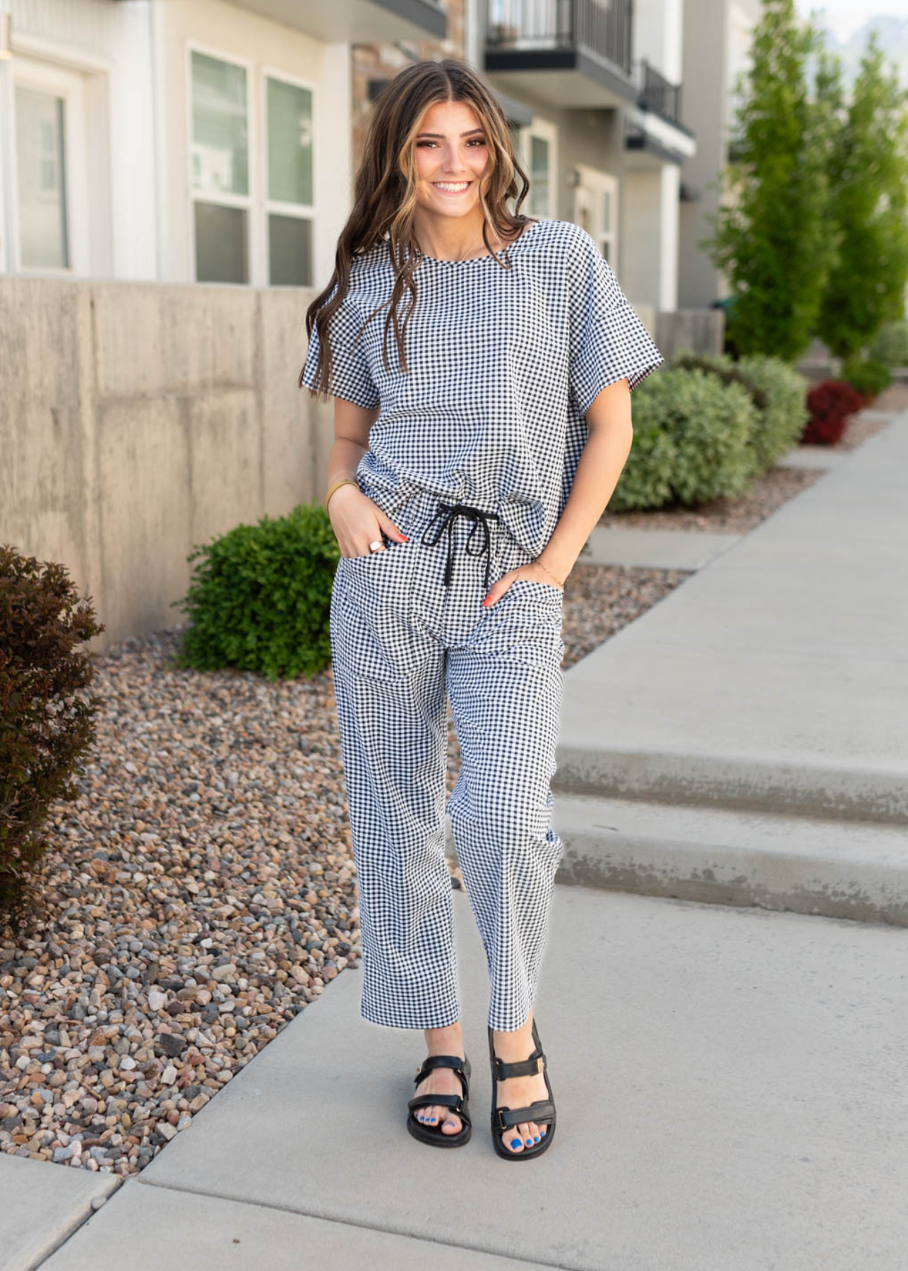 Lois Black Gingham Top