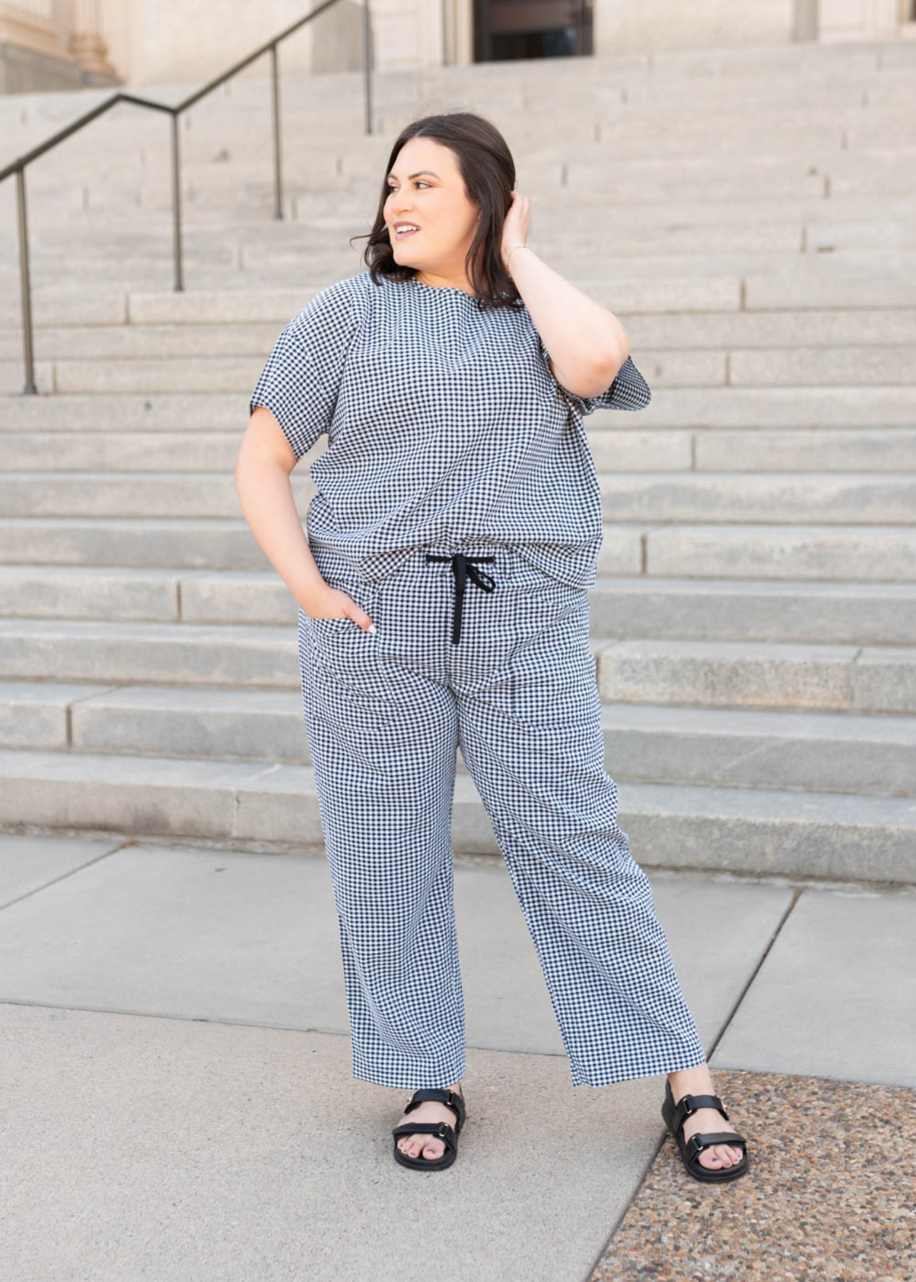 Lois Black Gingham Top