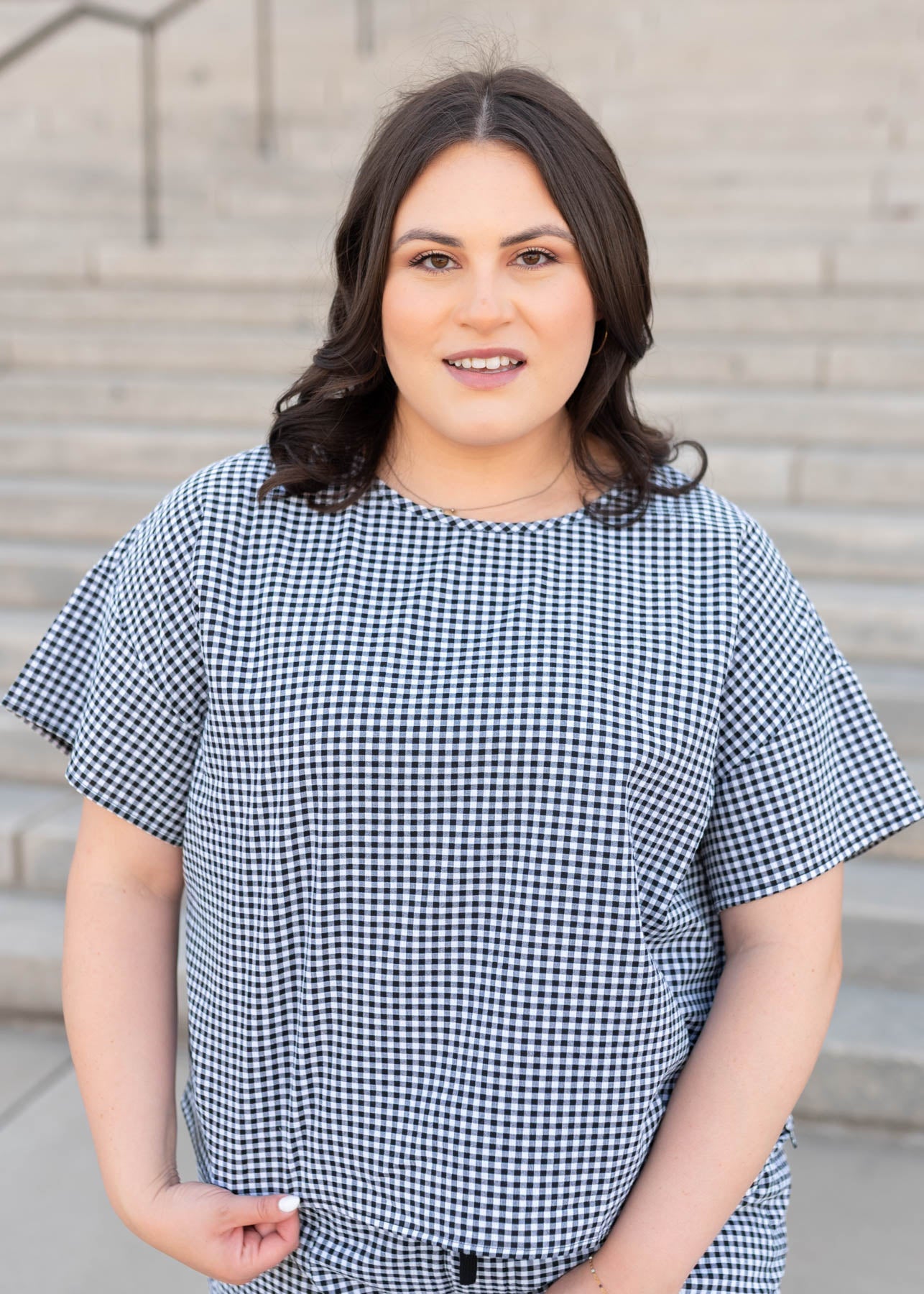 Lois Black Gingham Top