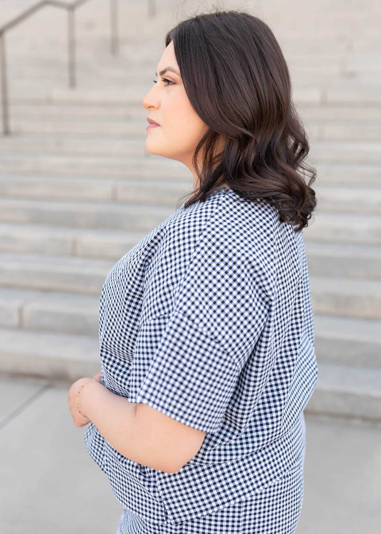 Lois Black Gingham Top