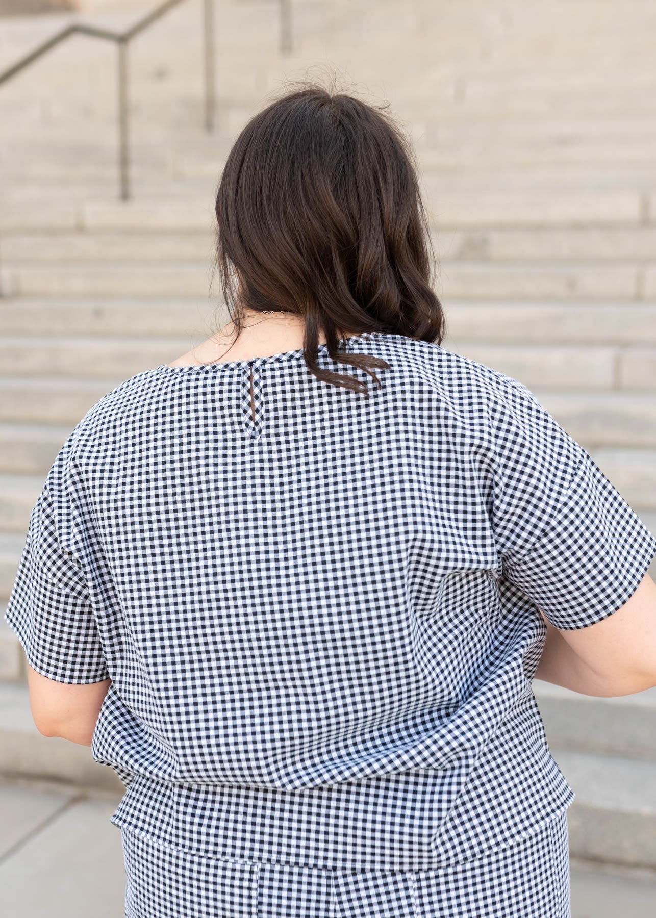 Lois Black Gingham Top