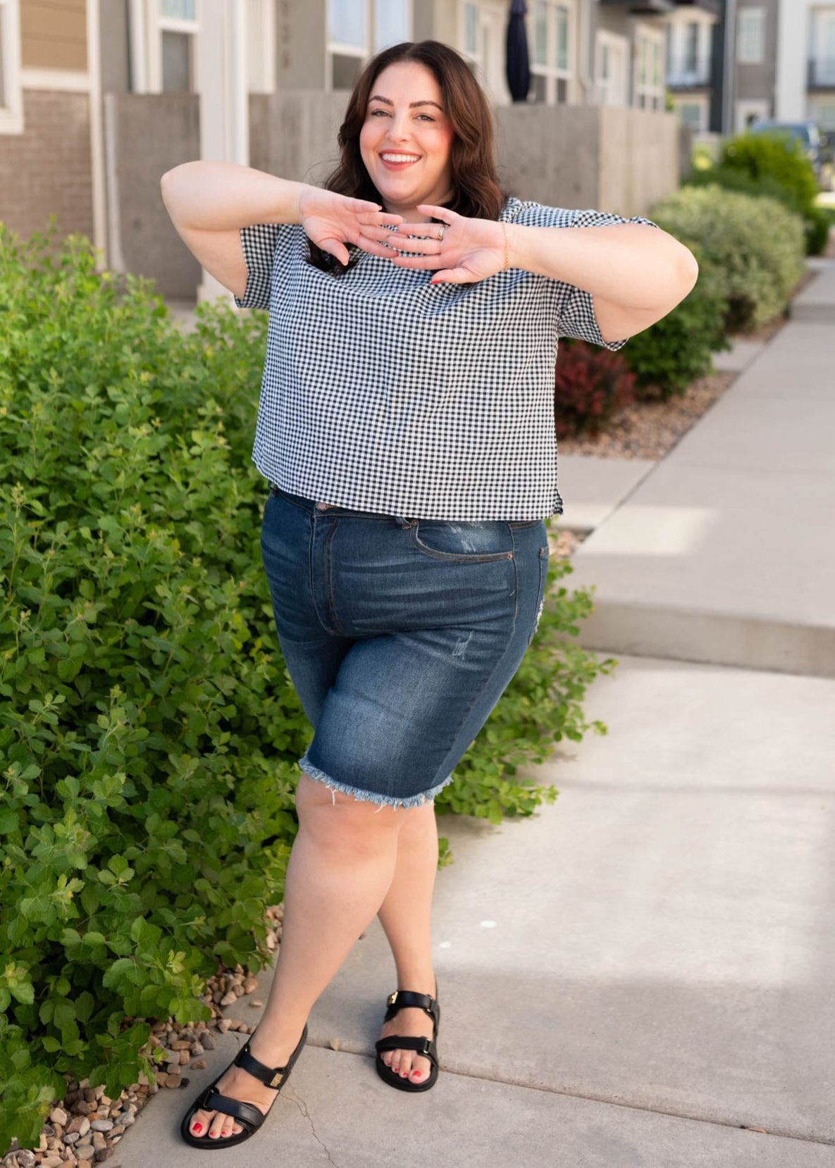 Lois Black Gingham Top