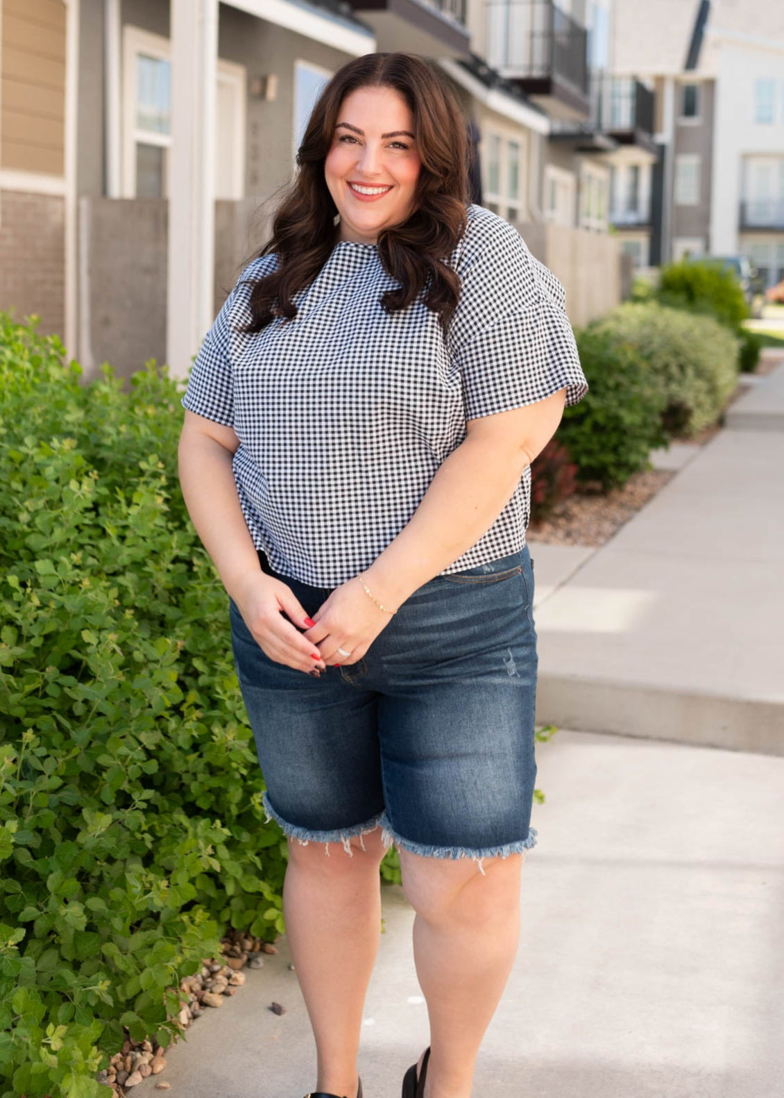 Lois Black Gingham Top