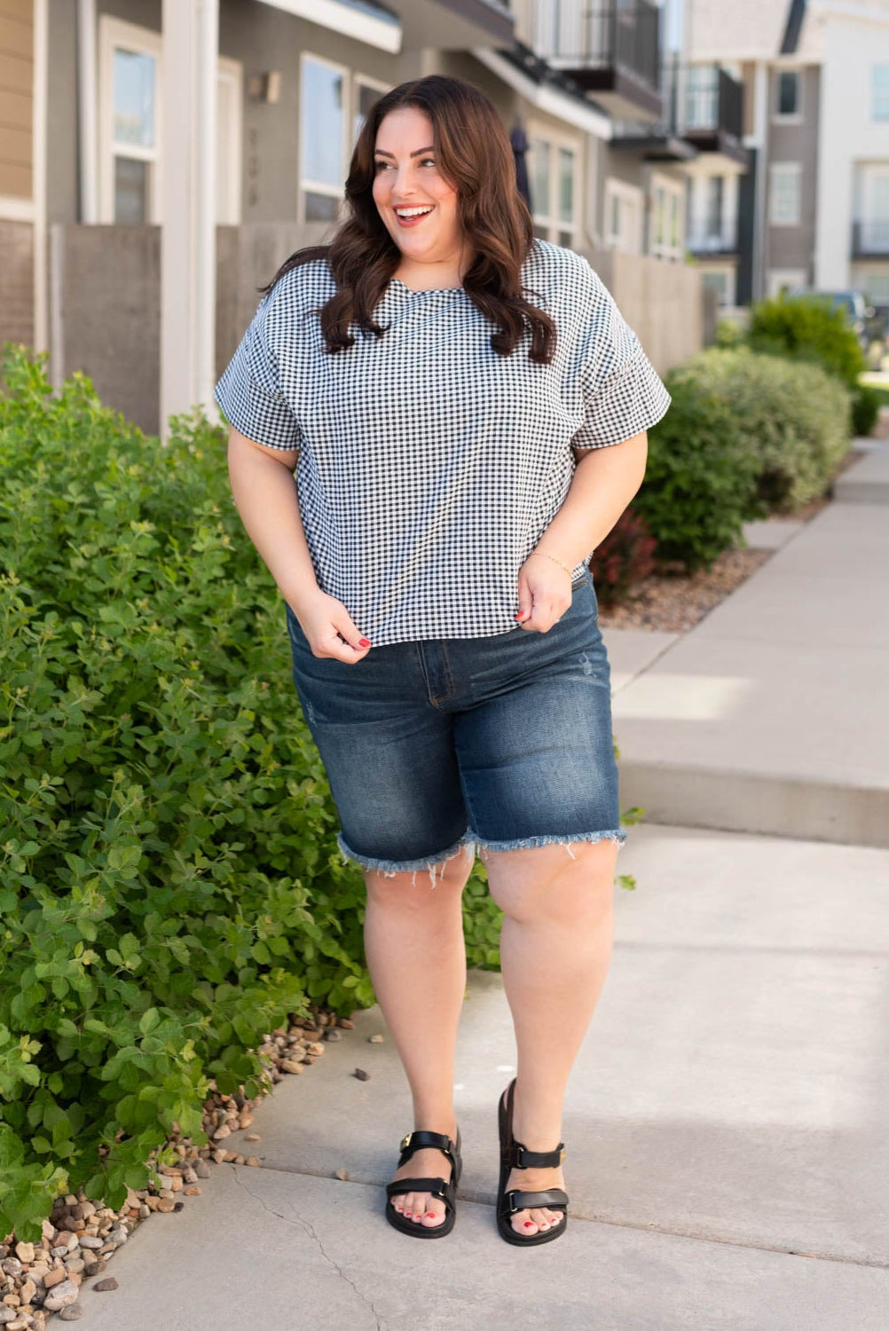 Lois Black Gingham Top
