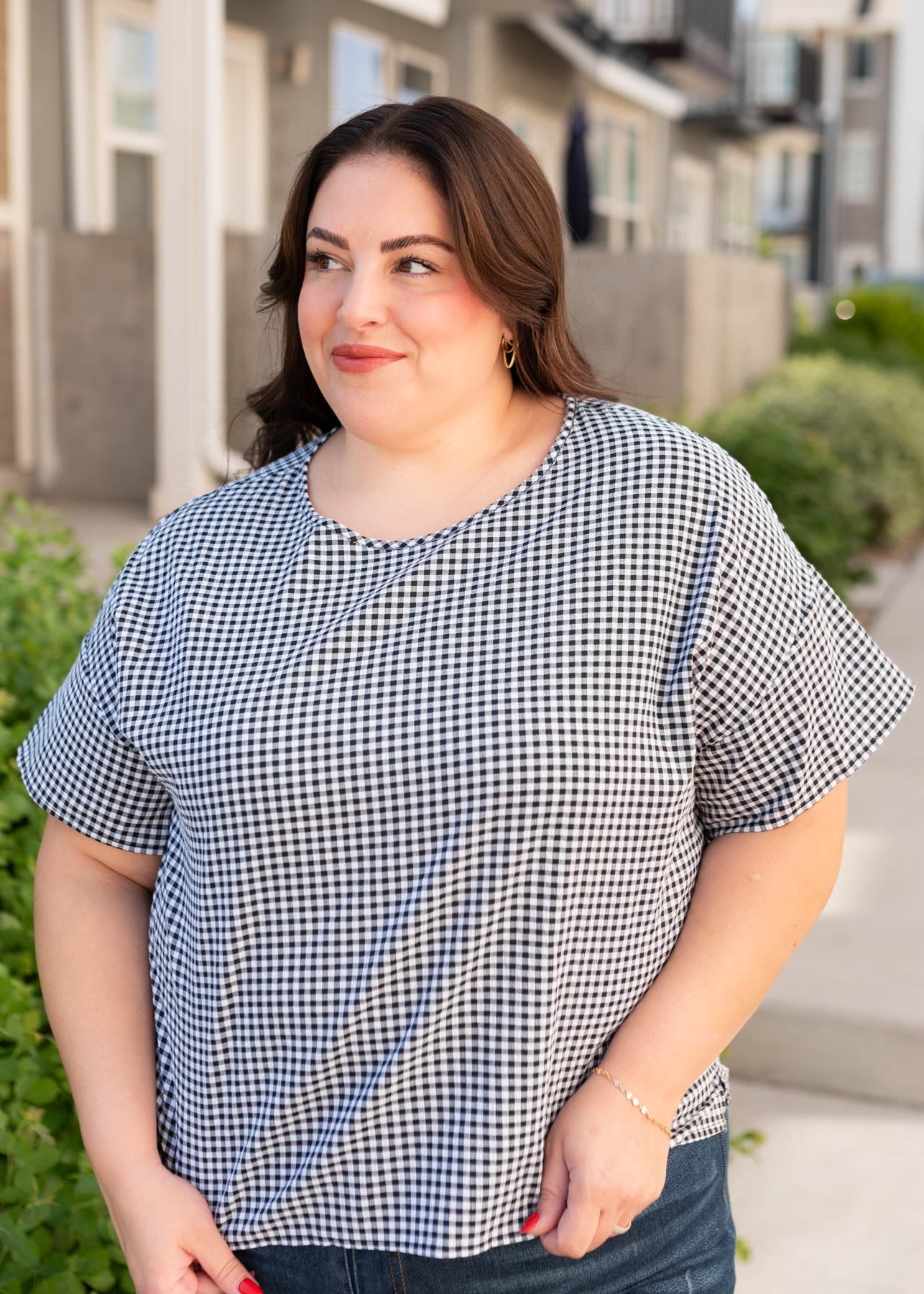 Lois Black Gingham Top