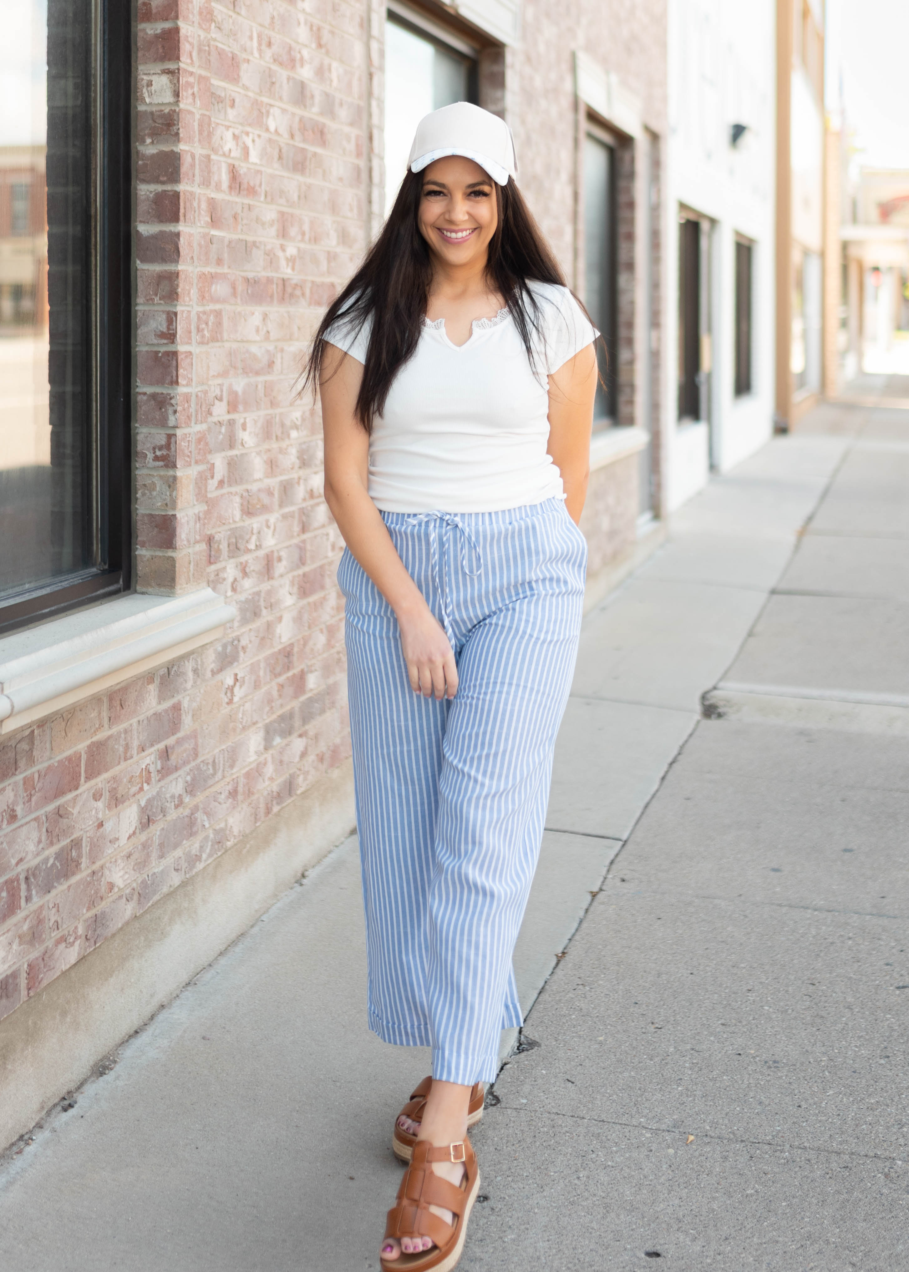 Lucille Light Blue Striped Pants