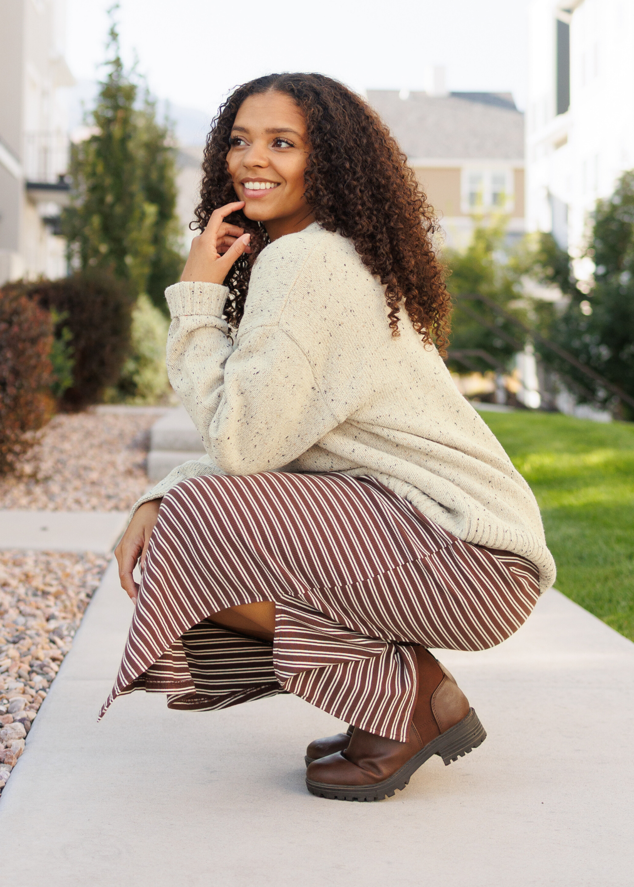 Lydia Chestnut Stripe Dress