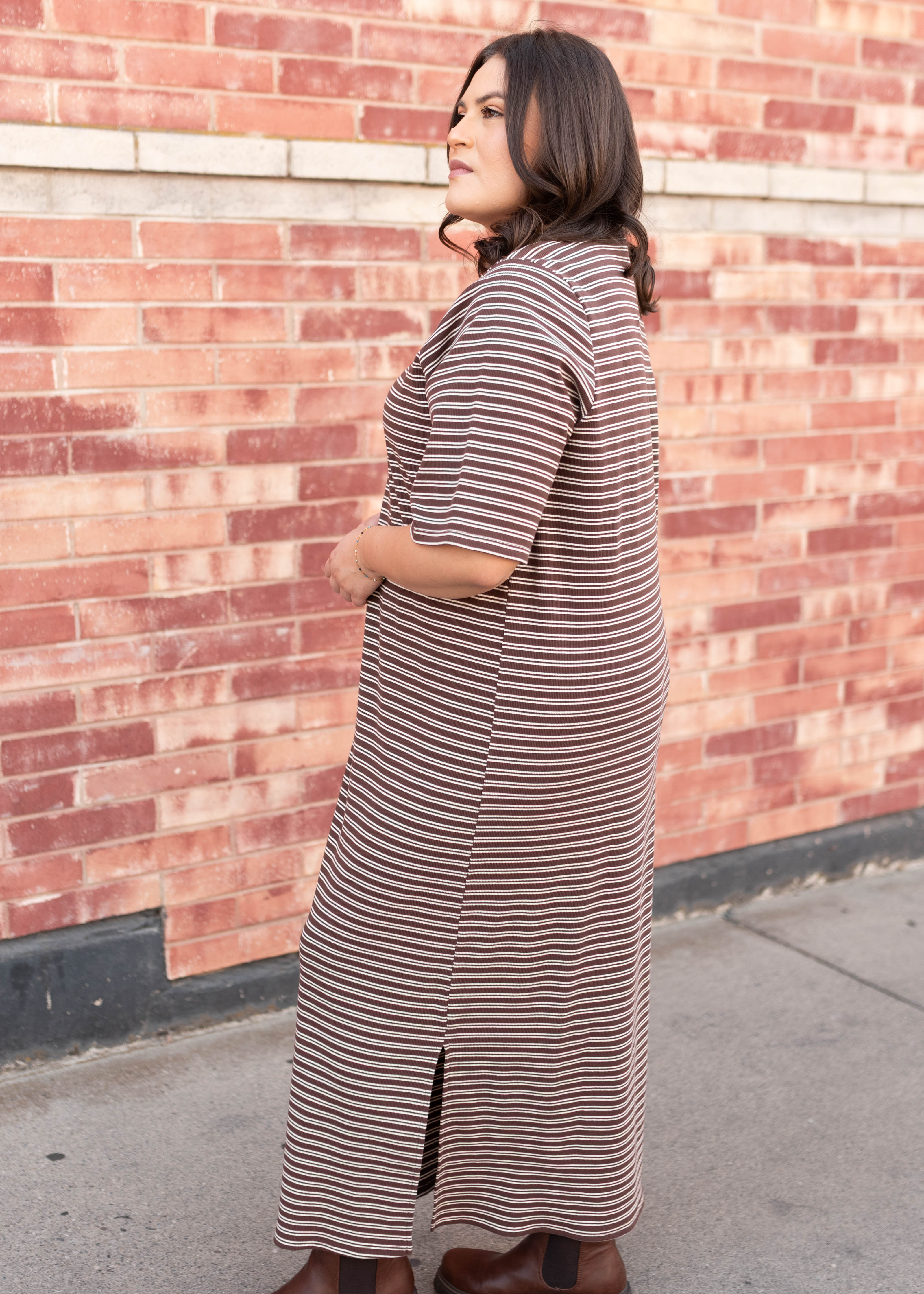 Lydia Chestnut Stripe Dress