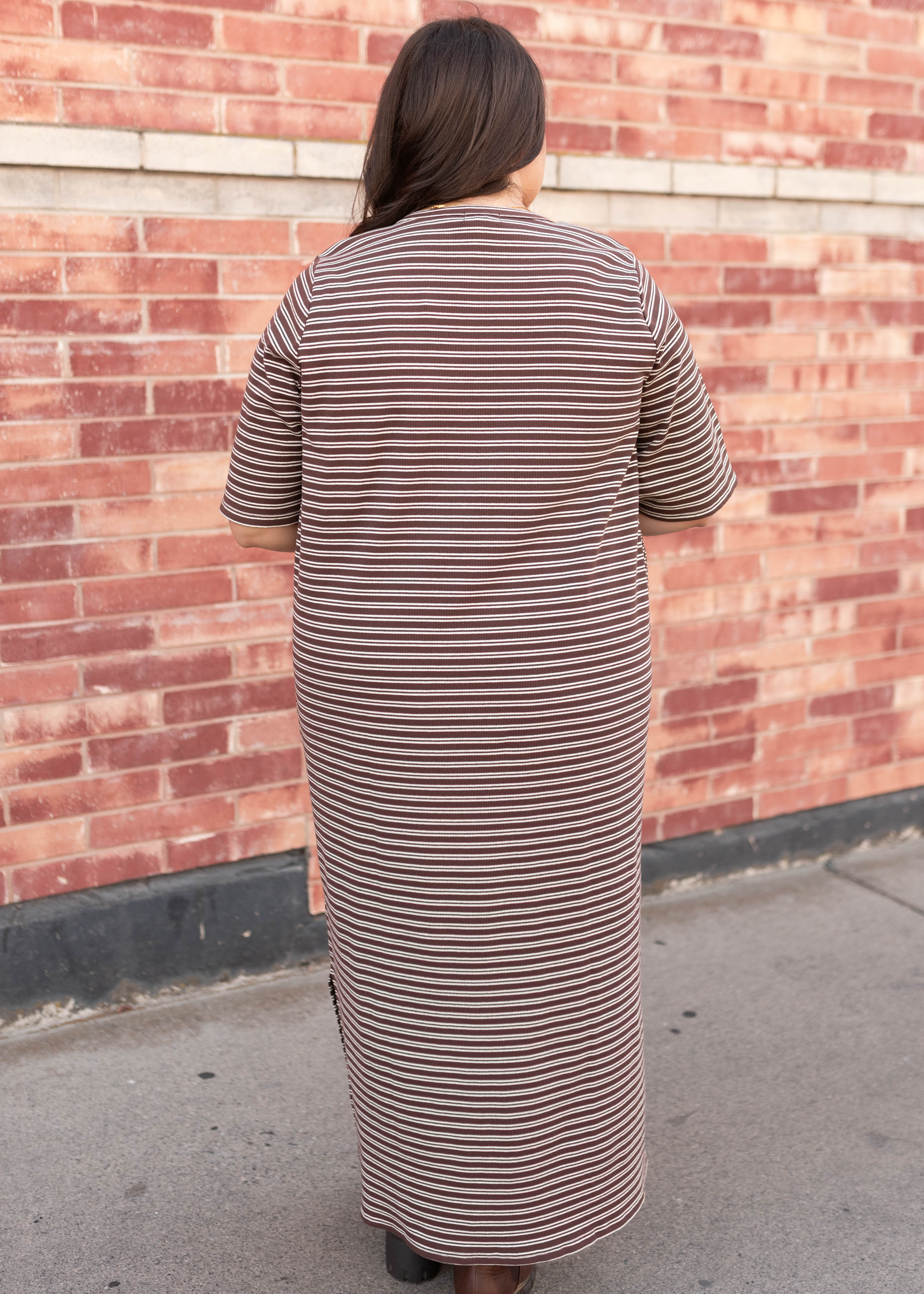 Lydia Chestnut Stripe Dress