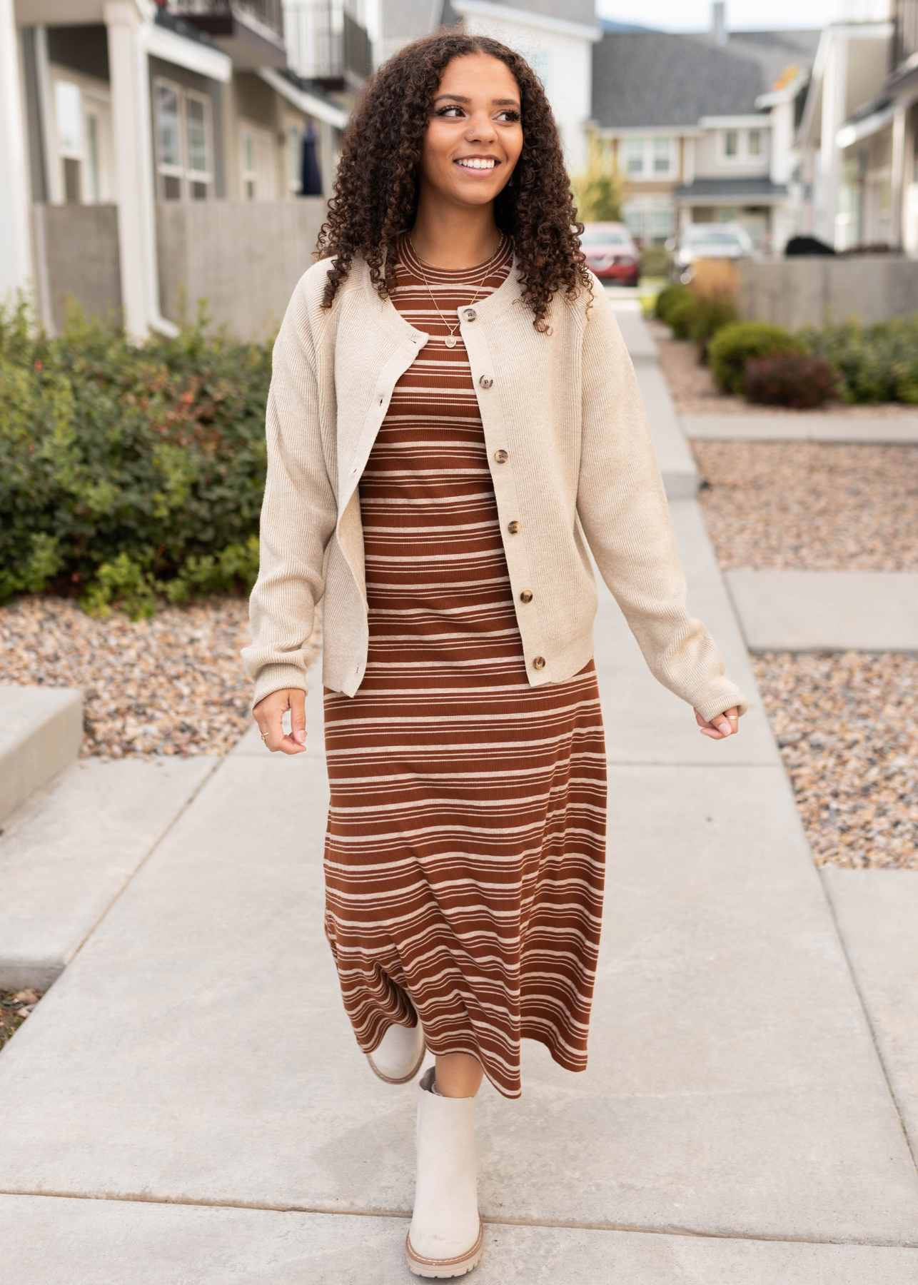 Lynette Brown Striped Dress