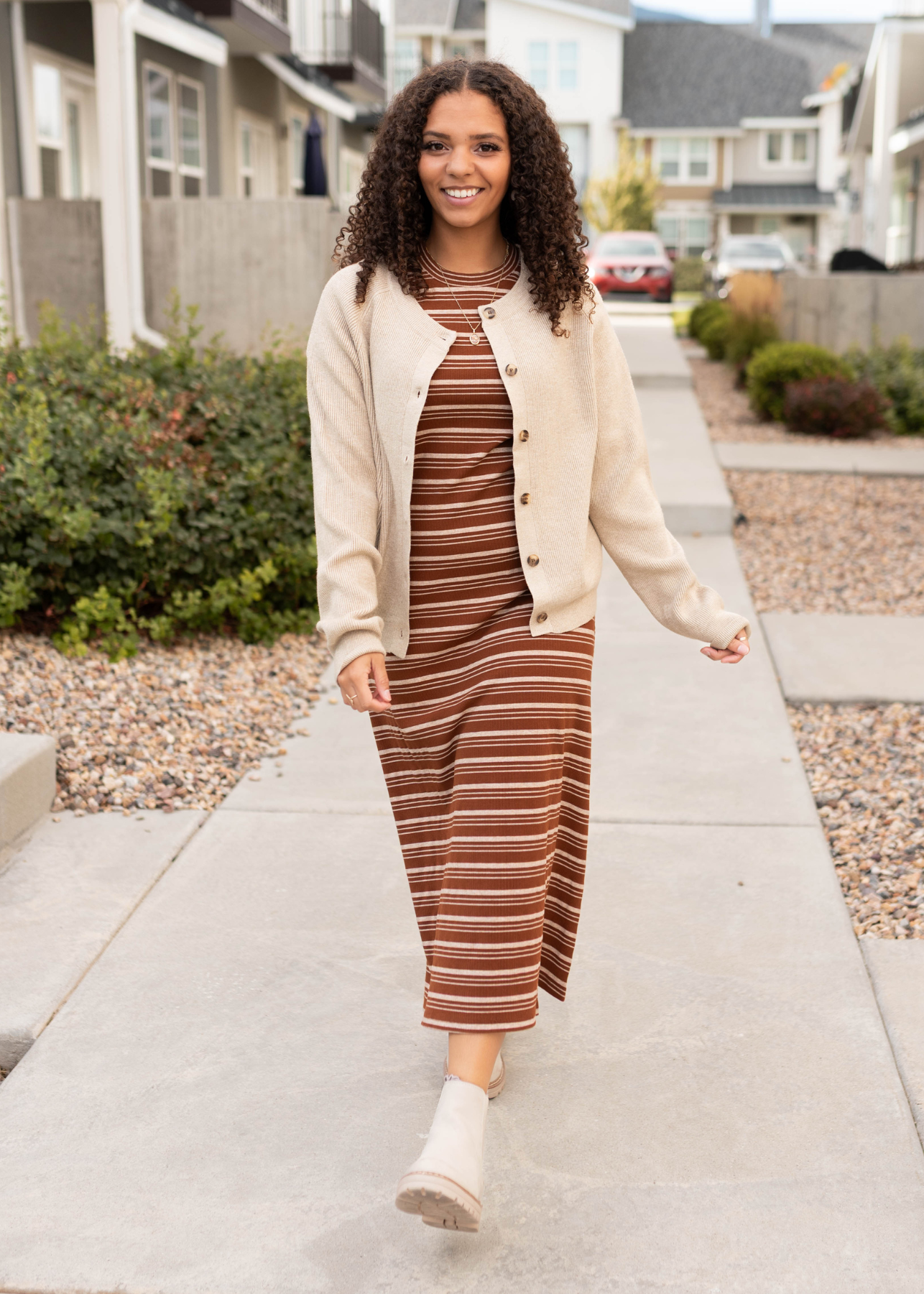 Lynette Brown Striped Dress