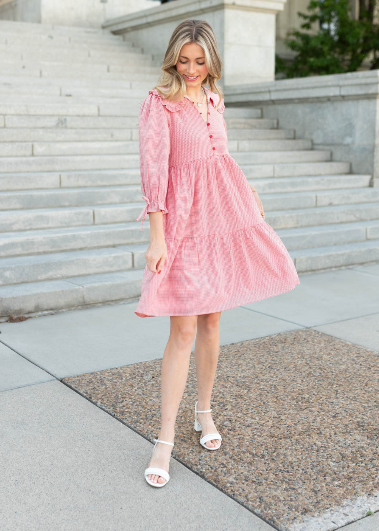 Macie Red Gingham Dress