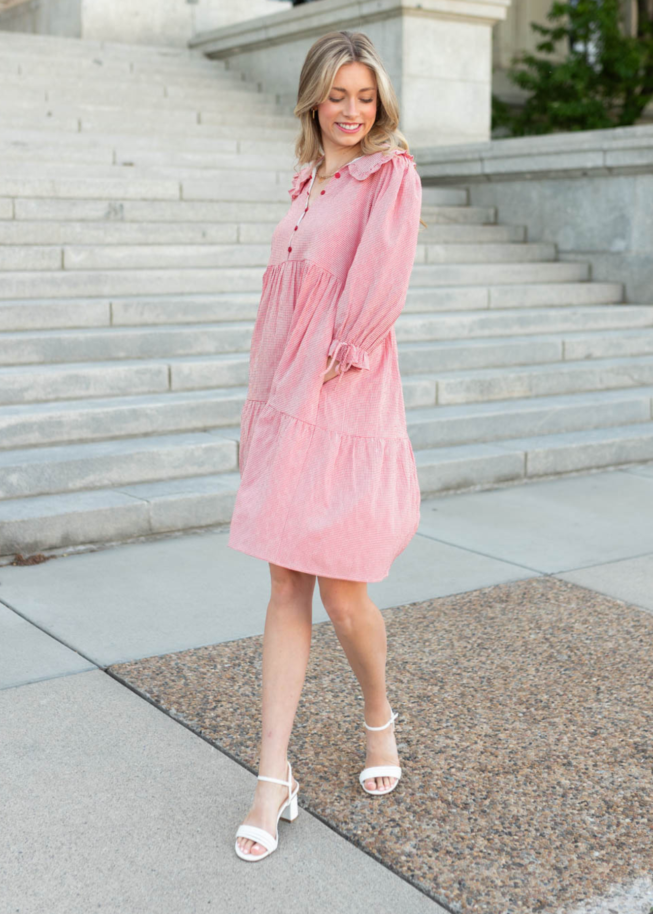 Macie Red Gingham Dress