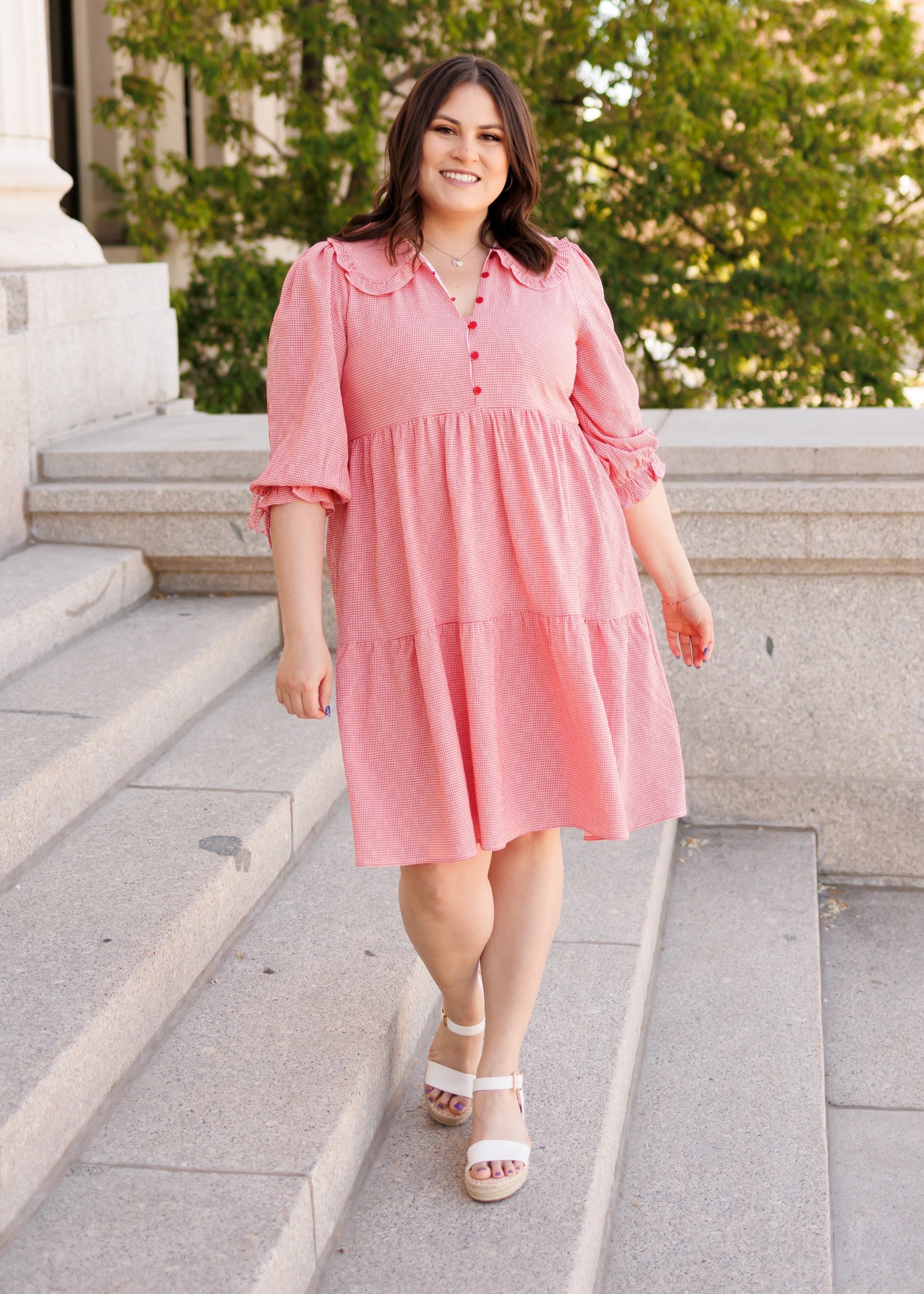 Macie Red Gingham Dress
