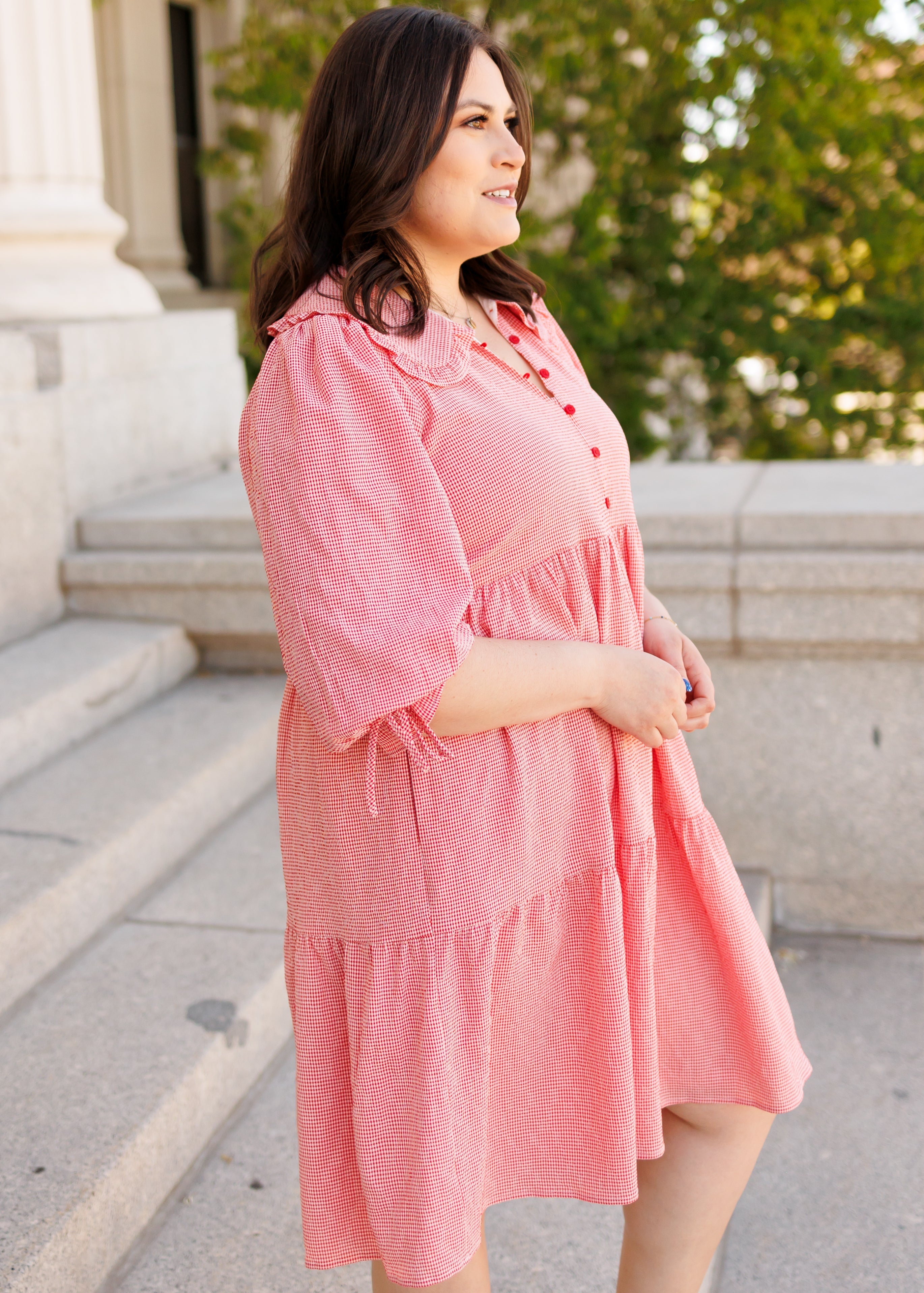 Macie Red Gingham Dress