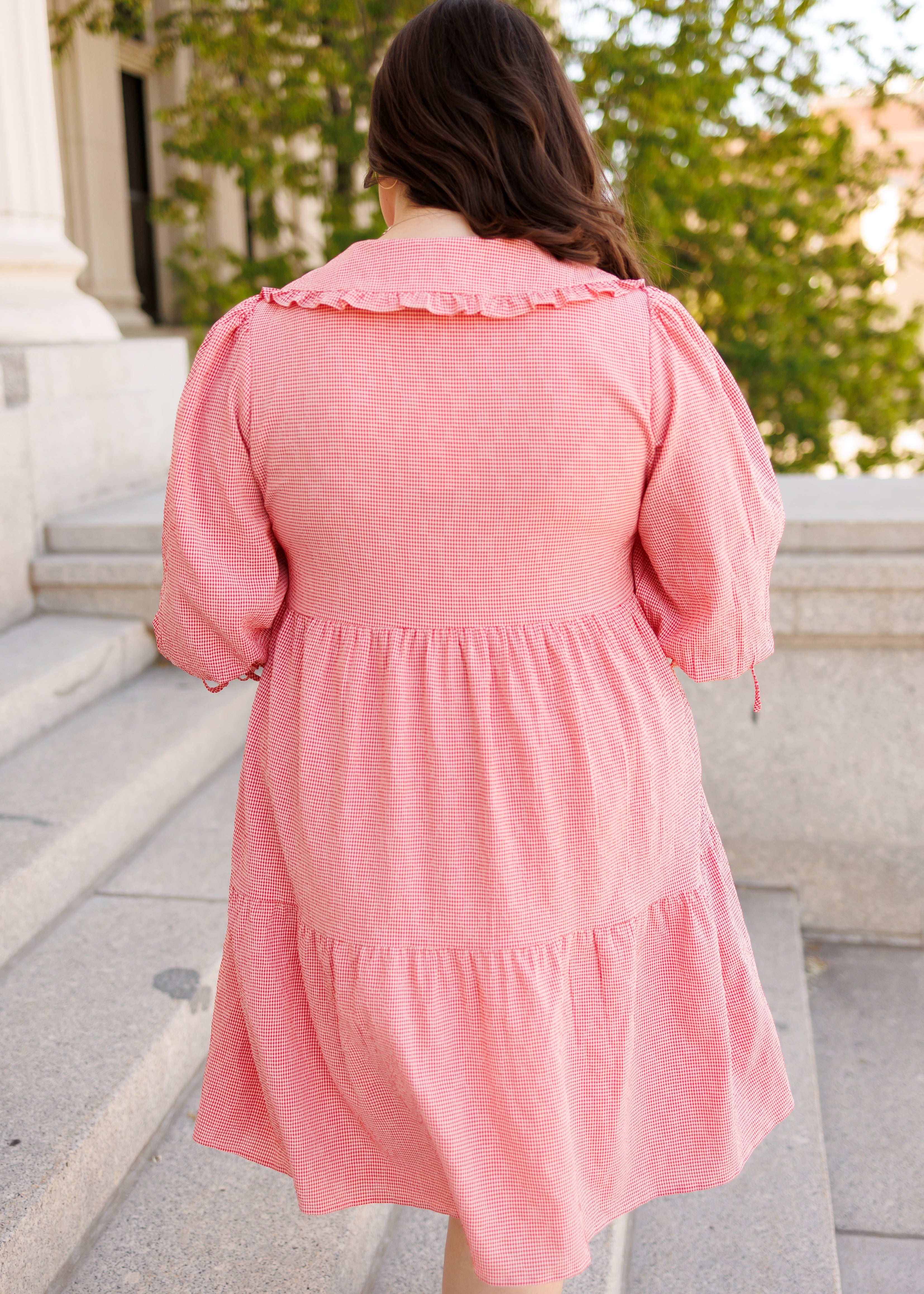 Macie Red Gingham Dress